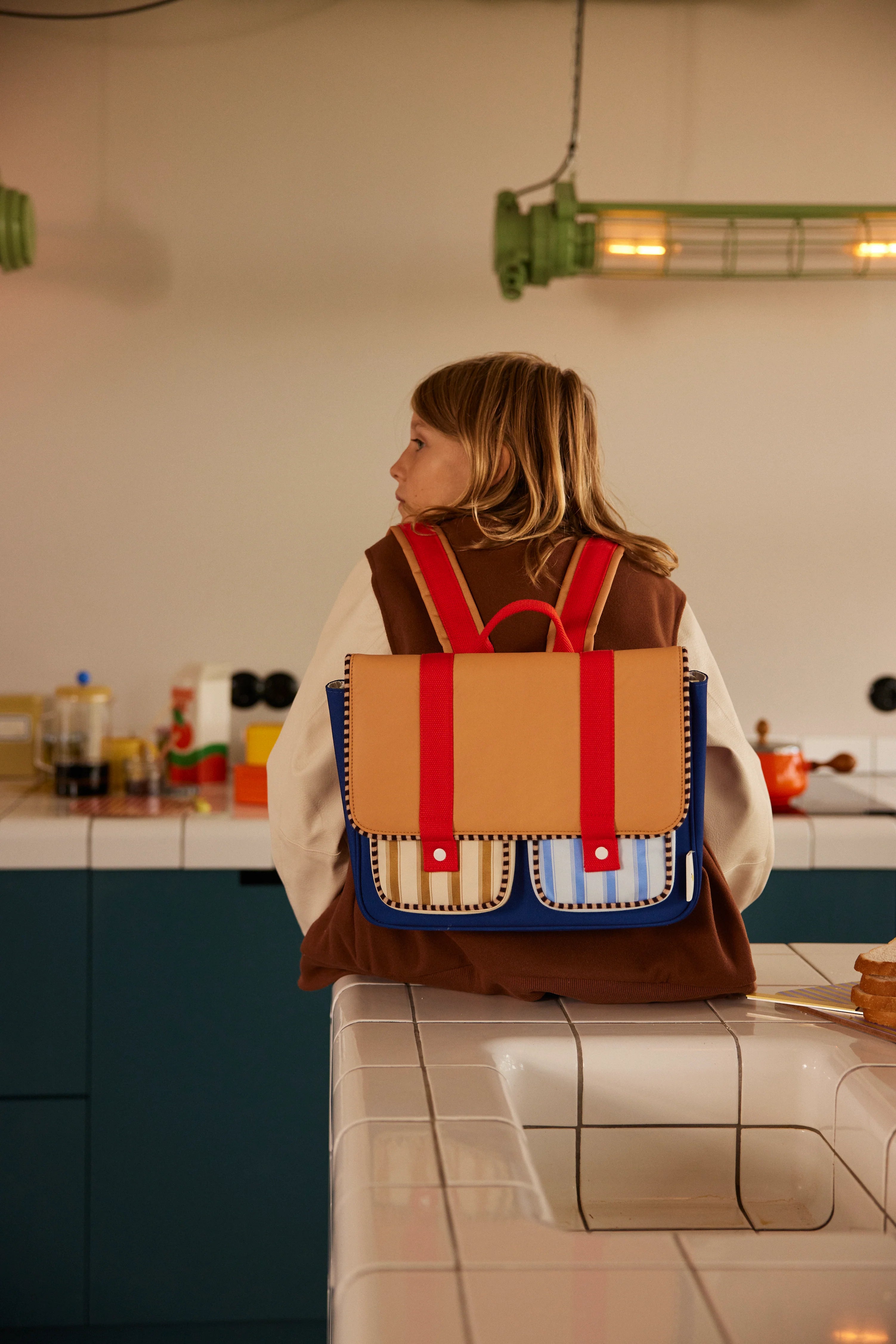 Schoolbag jane beige + ned blue
