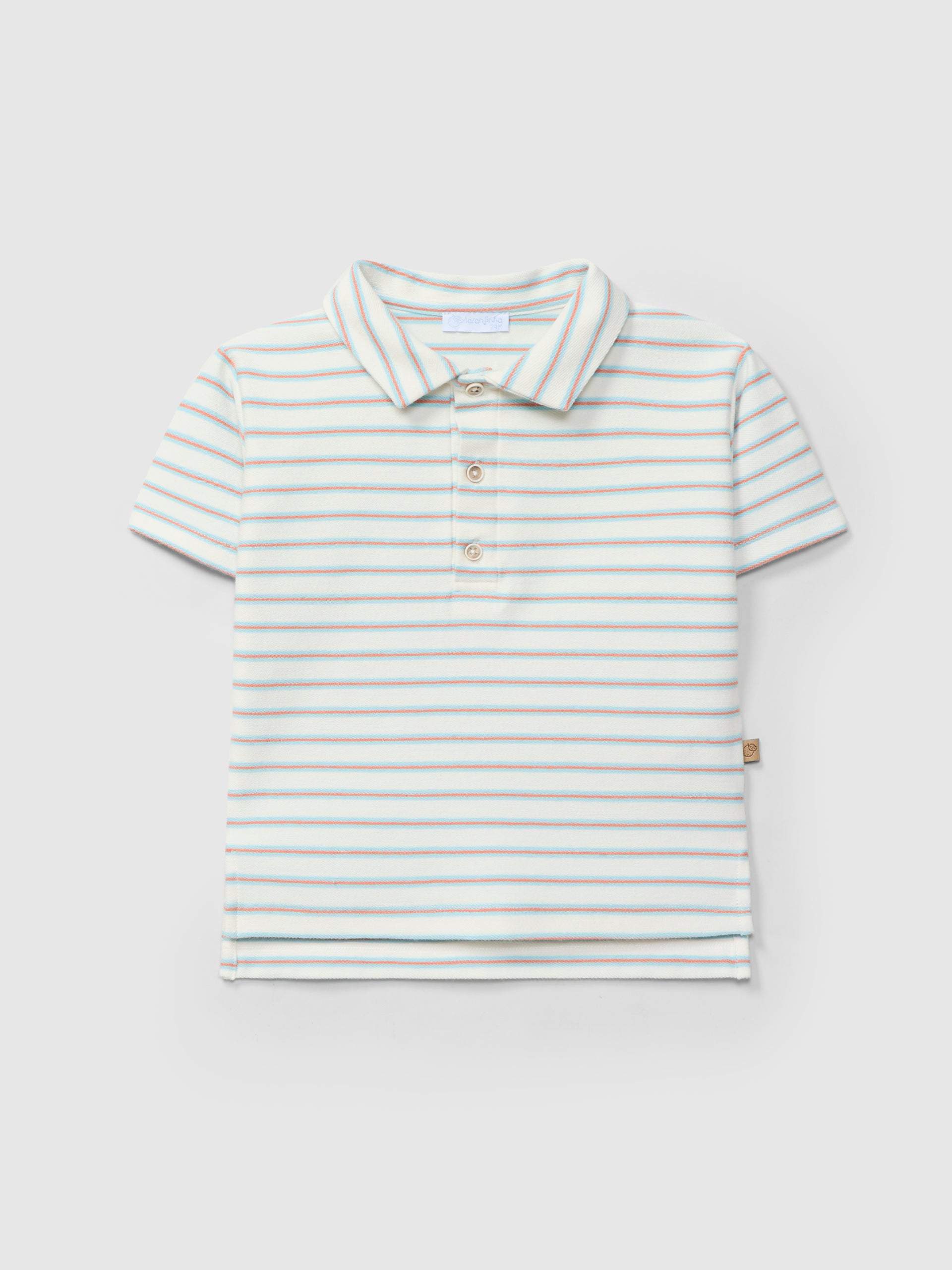 Polo de algodón estampado a rayas Azul Agua y Pantalon Corto Chino