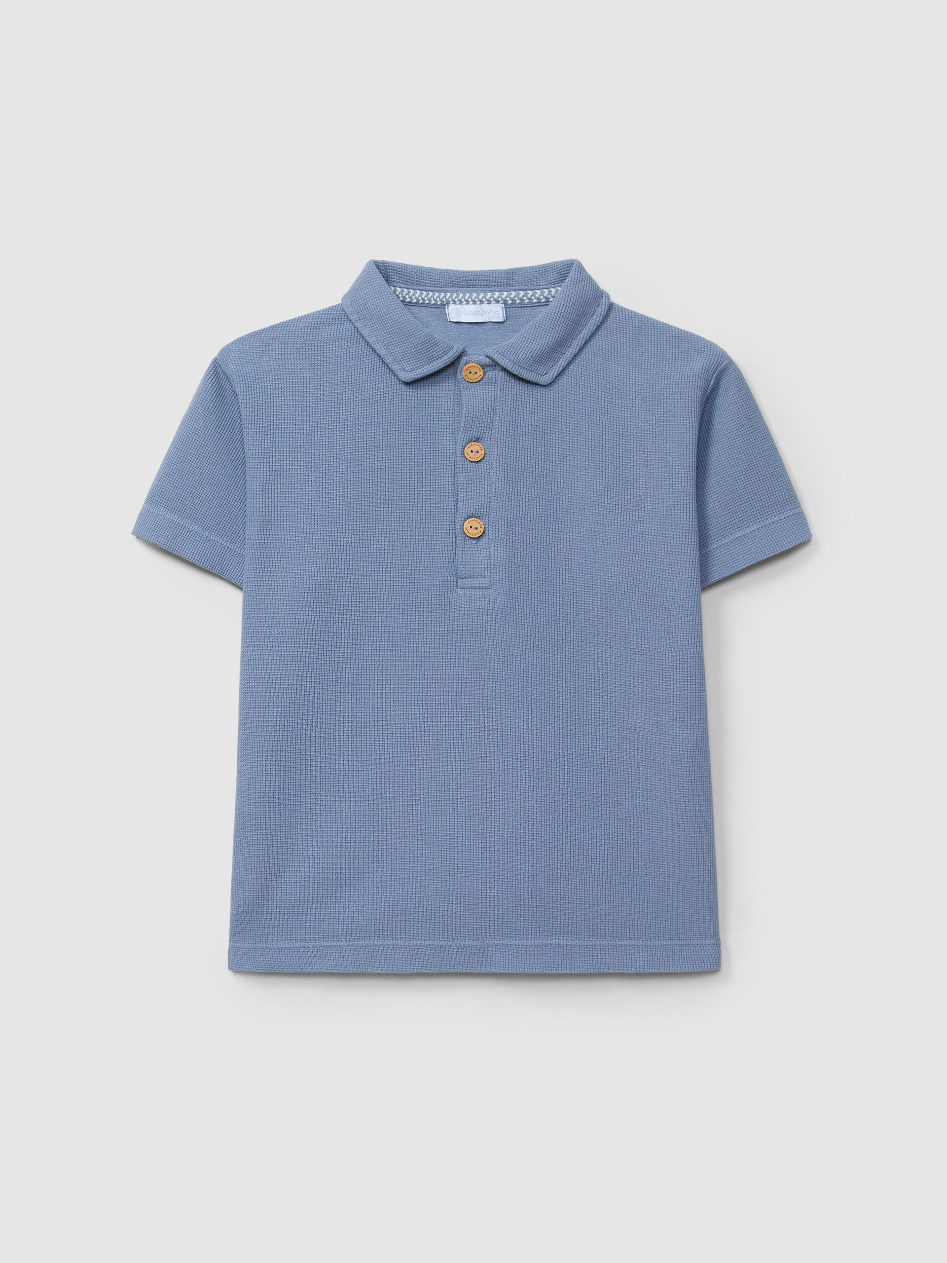 Polo liso en punto gofre Navy