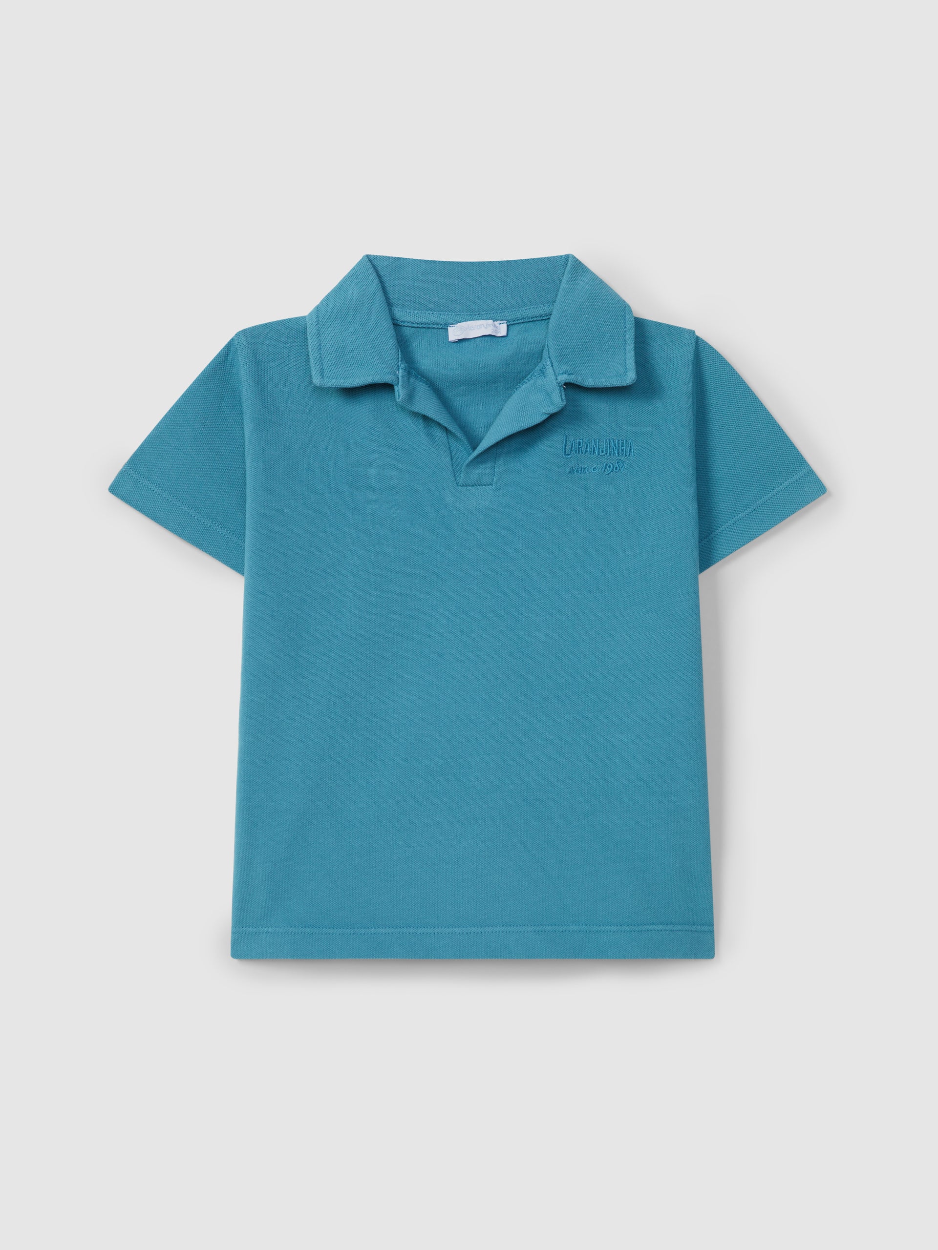 Pique Polo Shirt with embroidery turquoise
