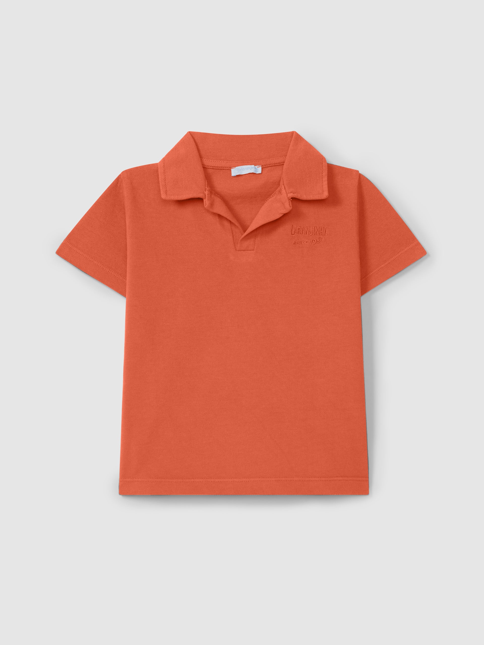Pique Polo Shirt with embroidery in tomato color