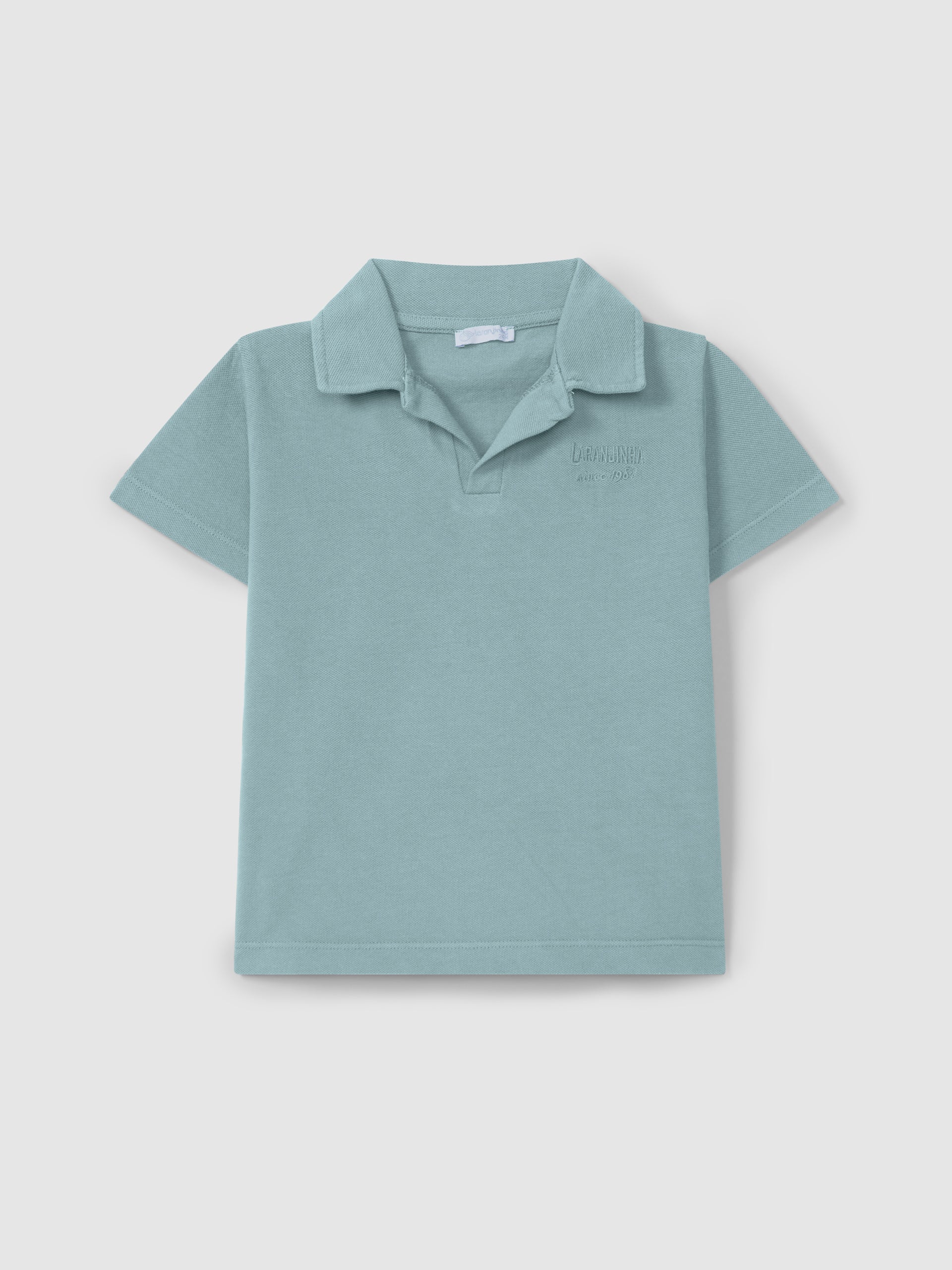 Pique Polo Short with Embroidery in Petrol Blue Polo