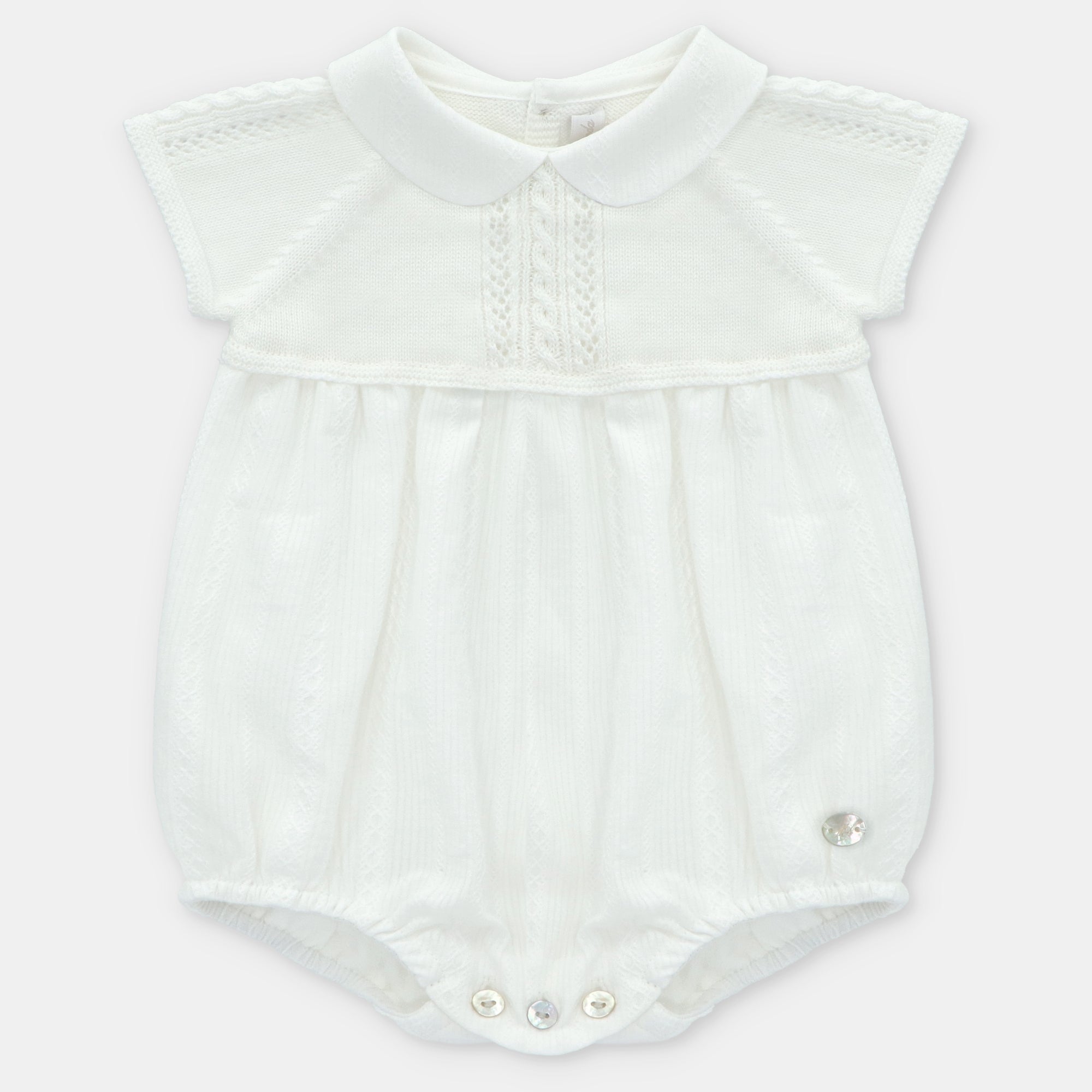 SHORT ROMPER KNIT & WOVEN BOY REGINA IN WHITE