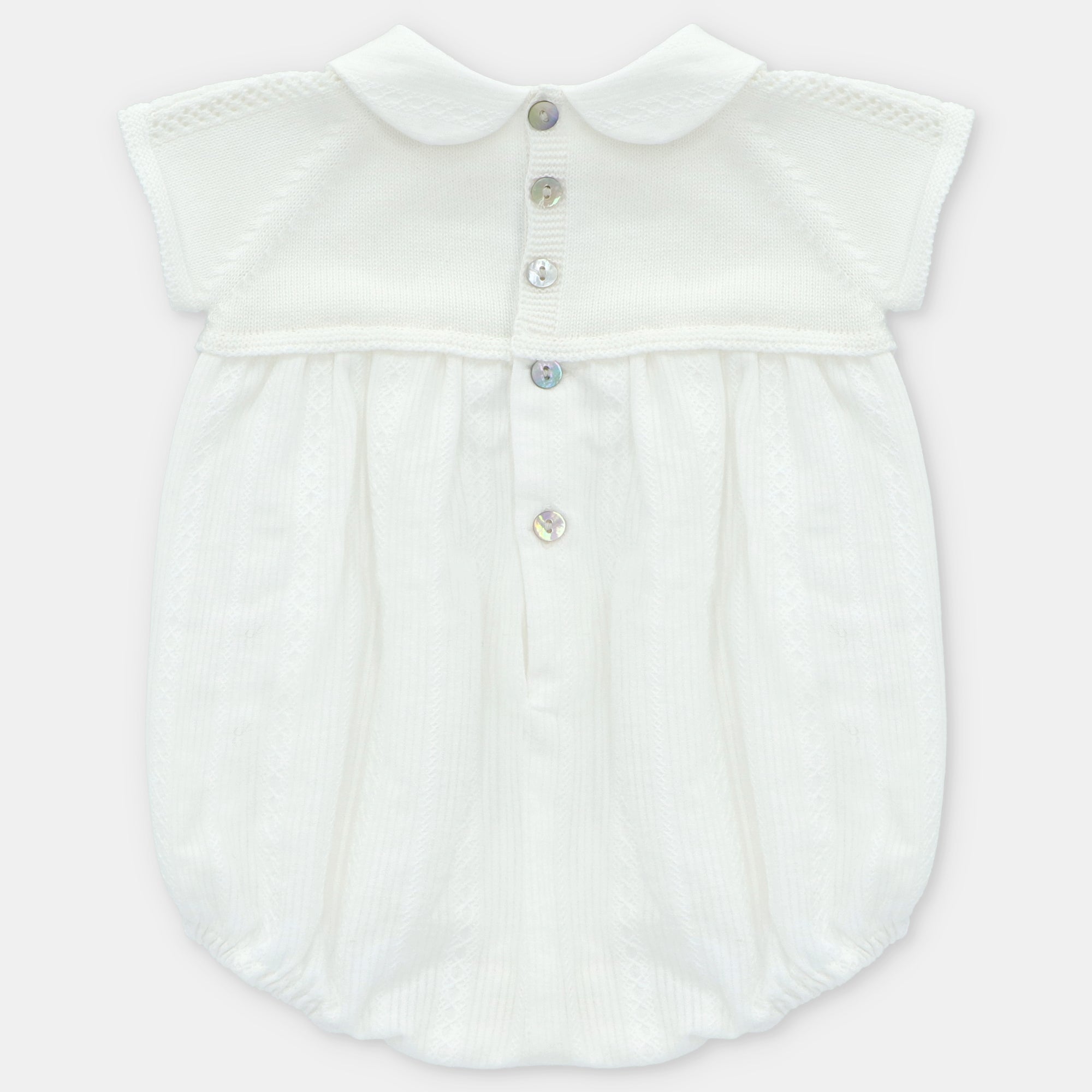 SHORT ROMPER KNIT & WOVEN BOY REGINA IN WHITE