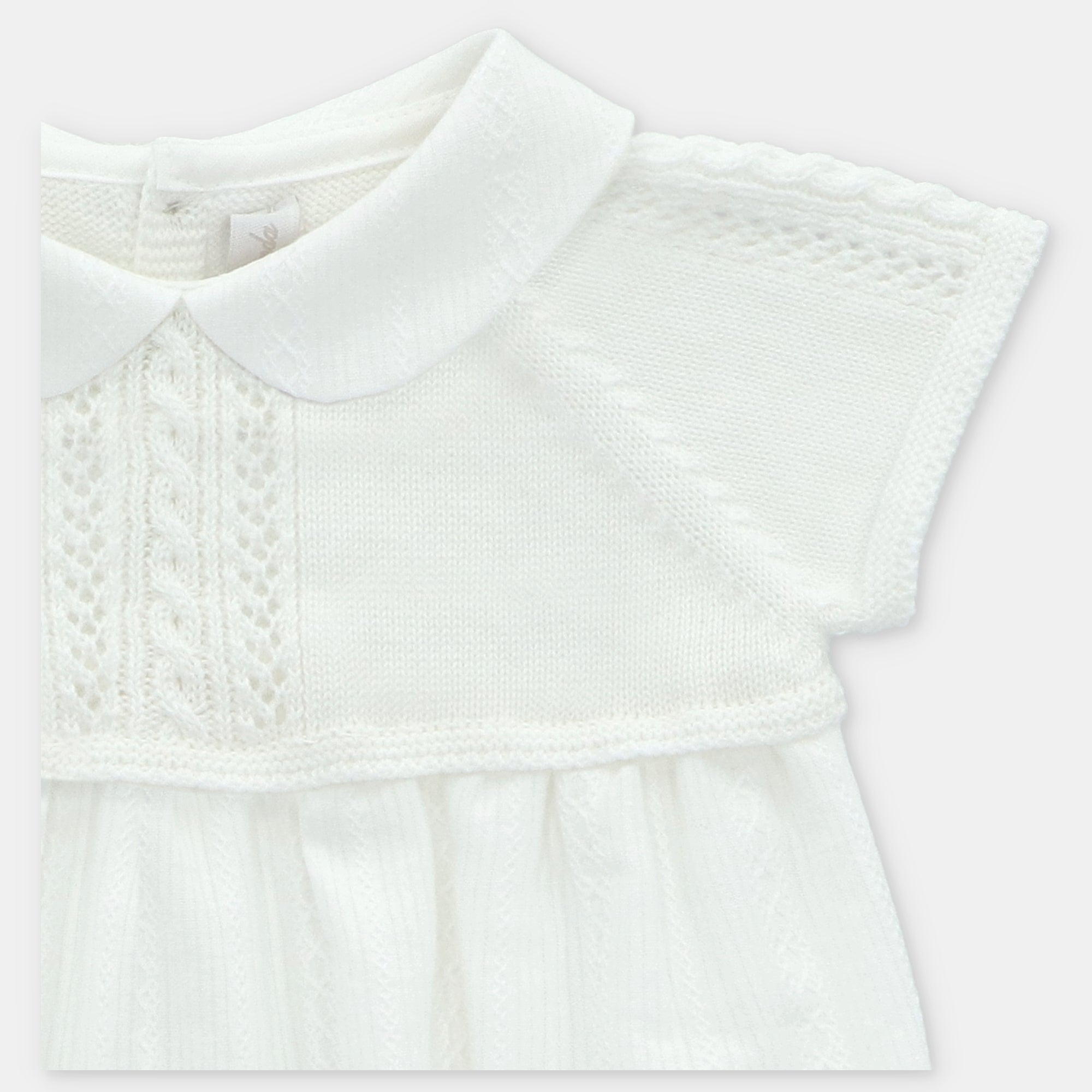SHORT ROMPER KNIT & WOVEN BOY REGINA IN WHITE