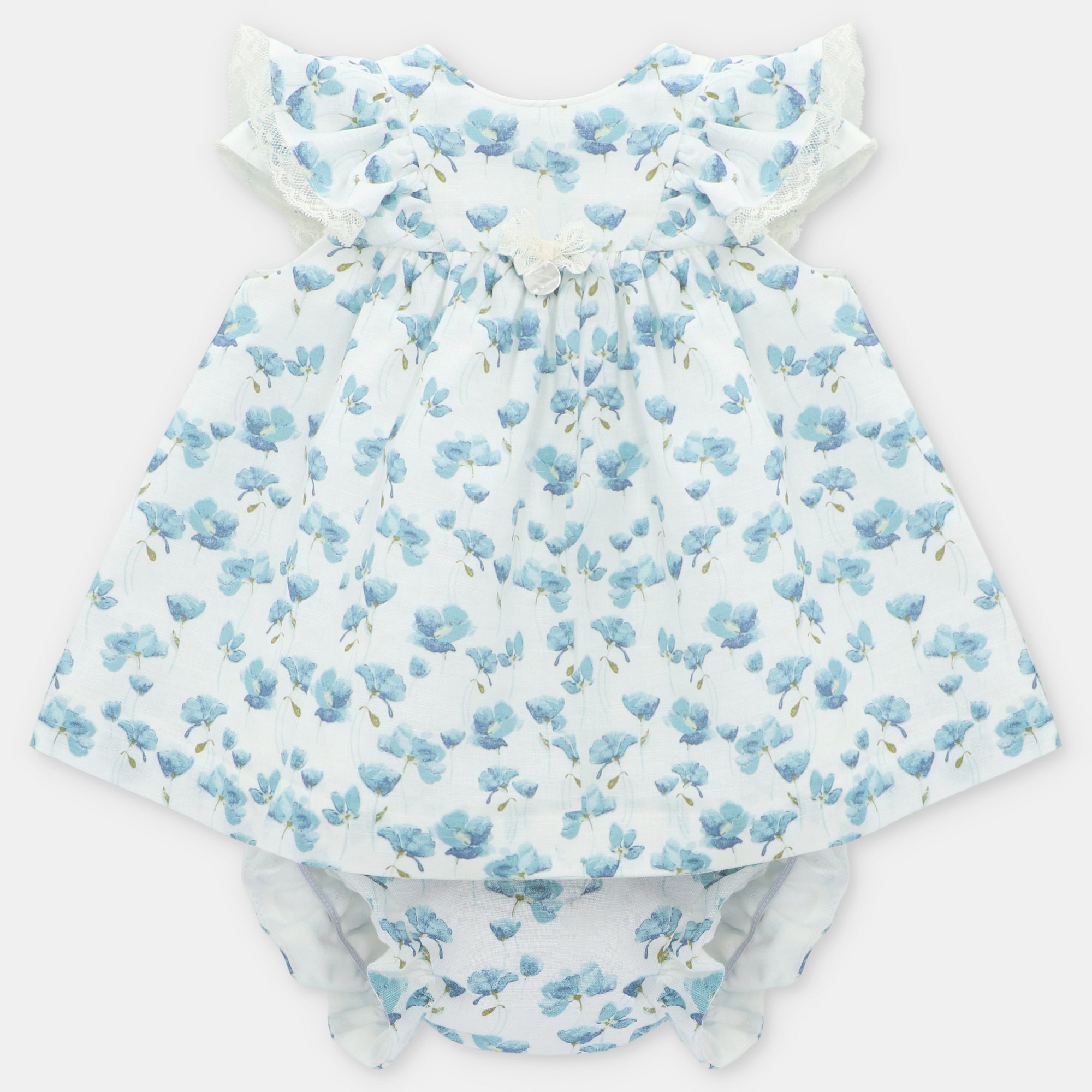 SET DRESS & NAPPY COVER PRINTED WOVEN GIRL MILTON