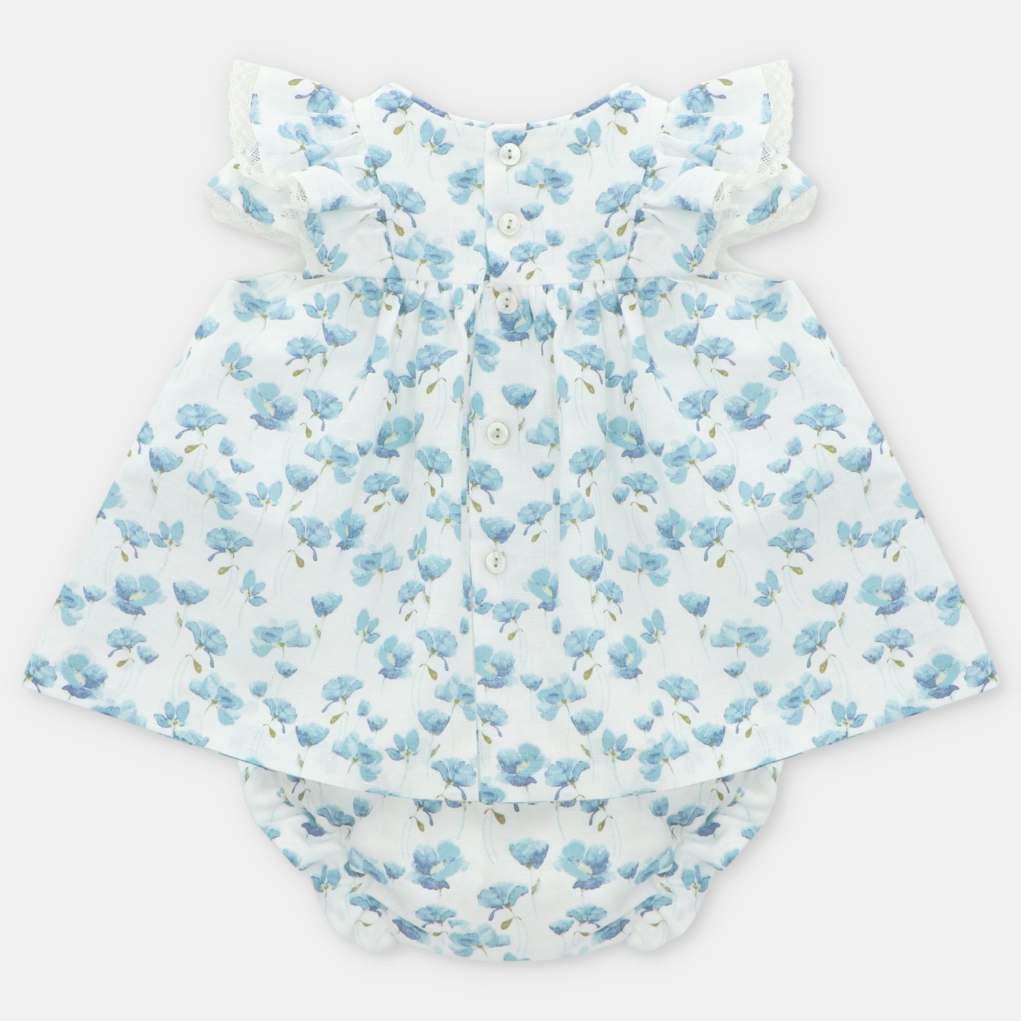 SET DRESS & NAPPY COVER PRINTED WOVEN GIRL MILTON