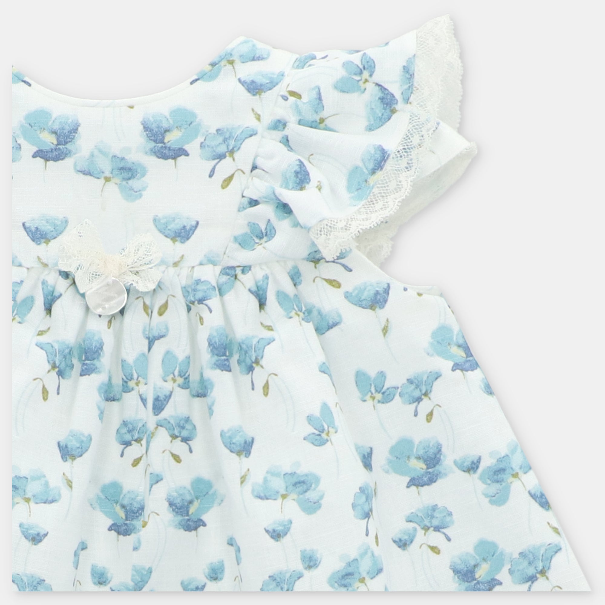 SET DRESS & NAPPY COVER PRINTED WOVEN GIRL MILTON