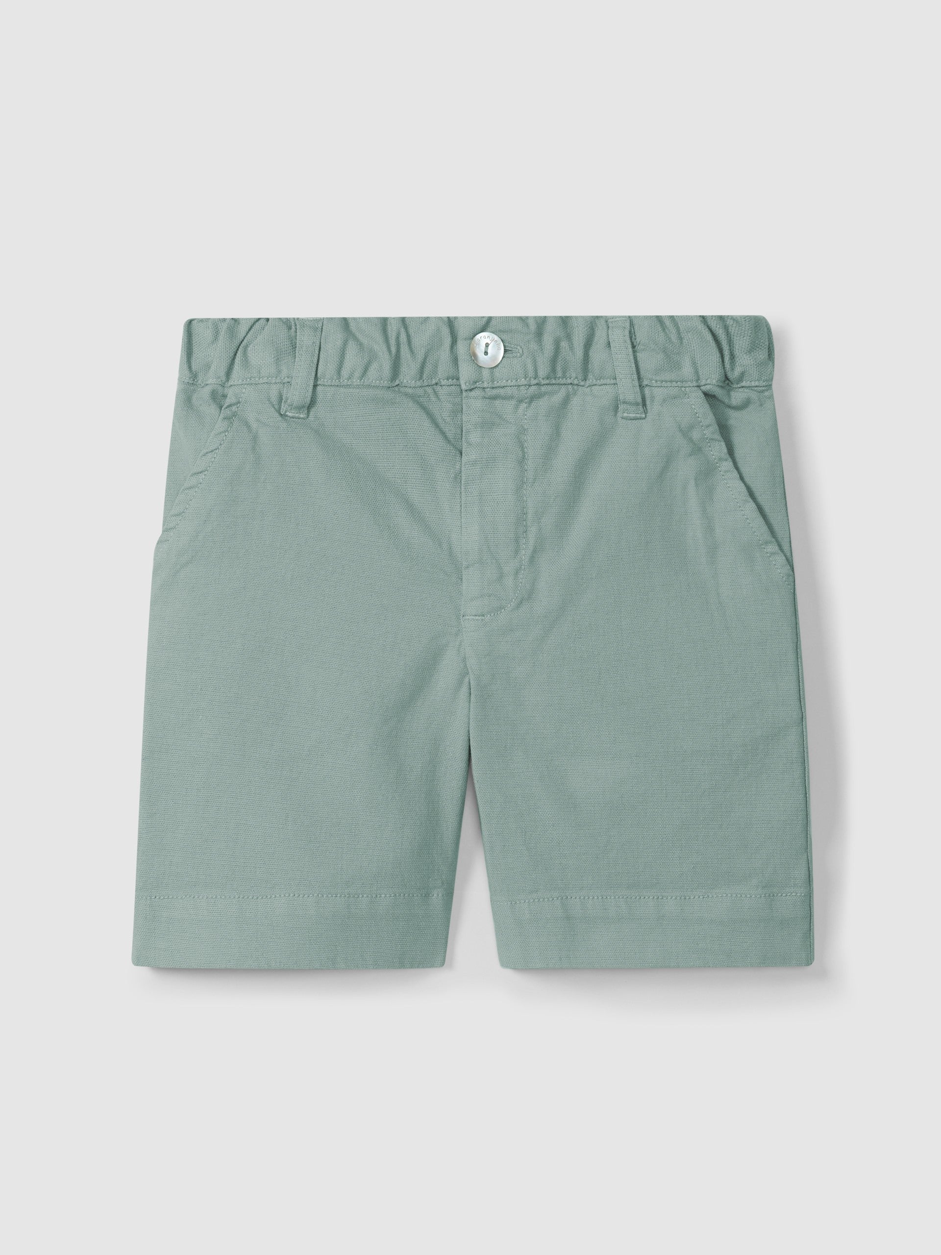 Chic Collection Linen Cream Shirt and Green Shorts