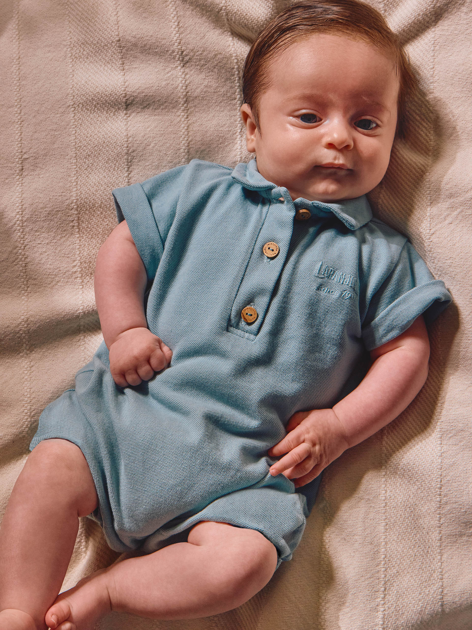 Pique Romper Petrol Blue