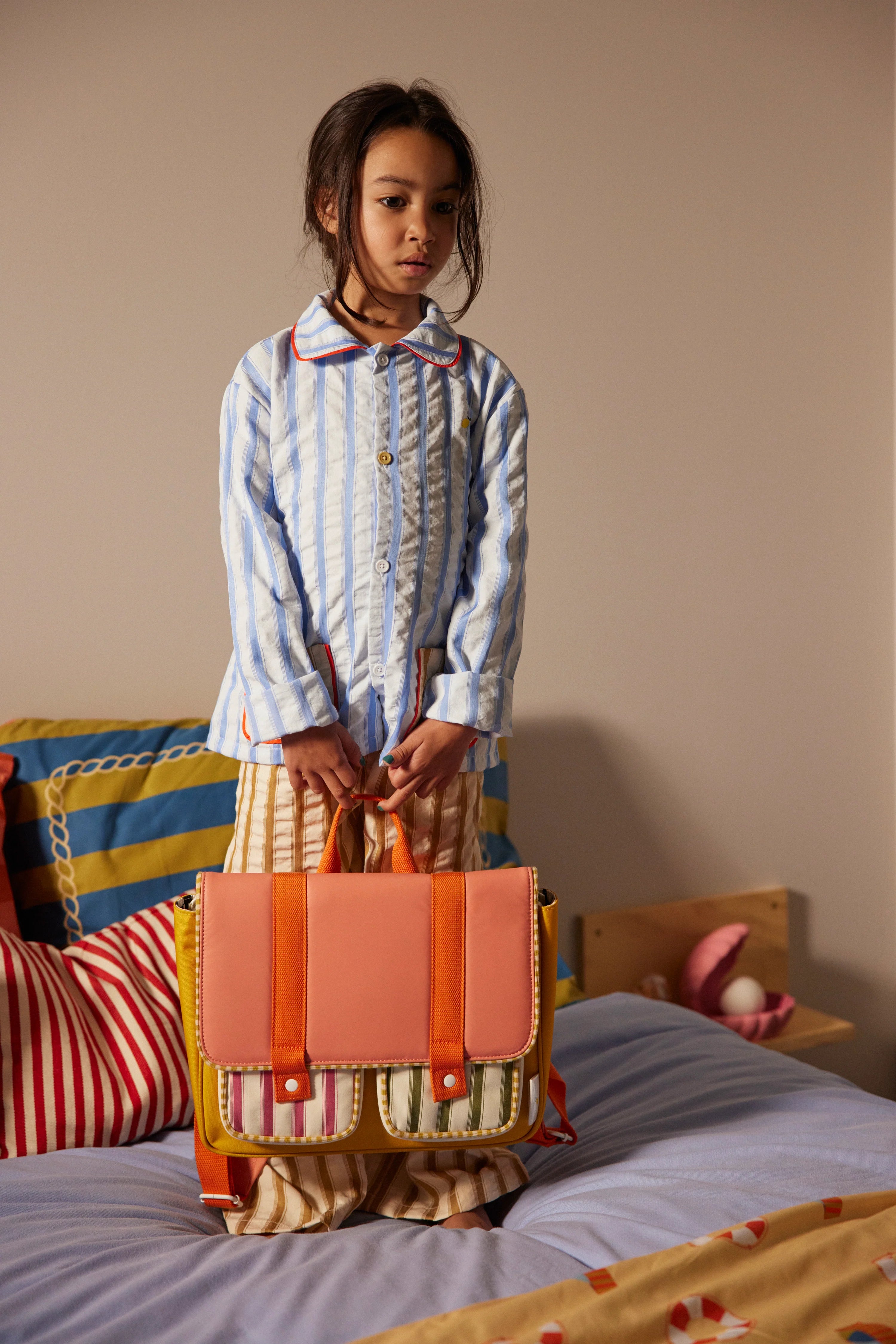 Schoolbag coral pink + submarine yellow