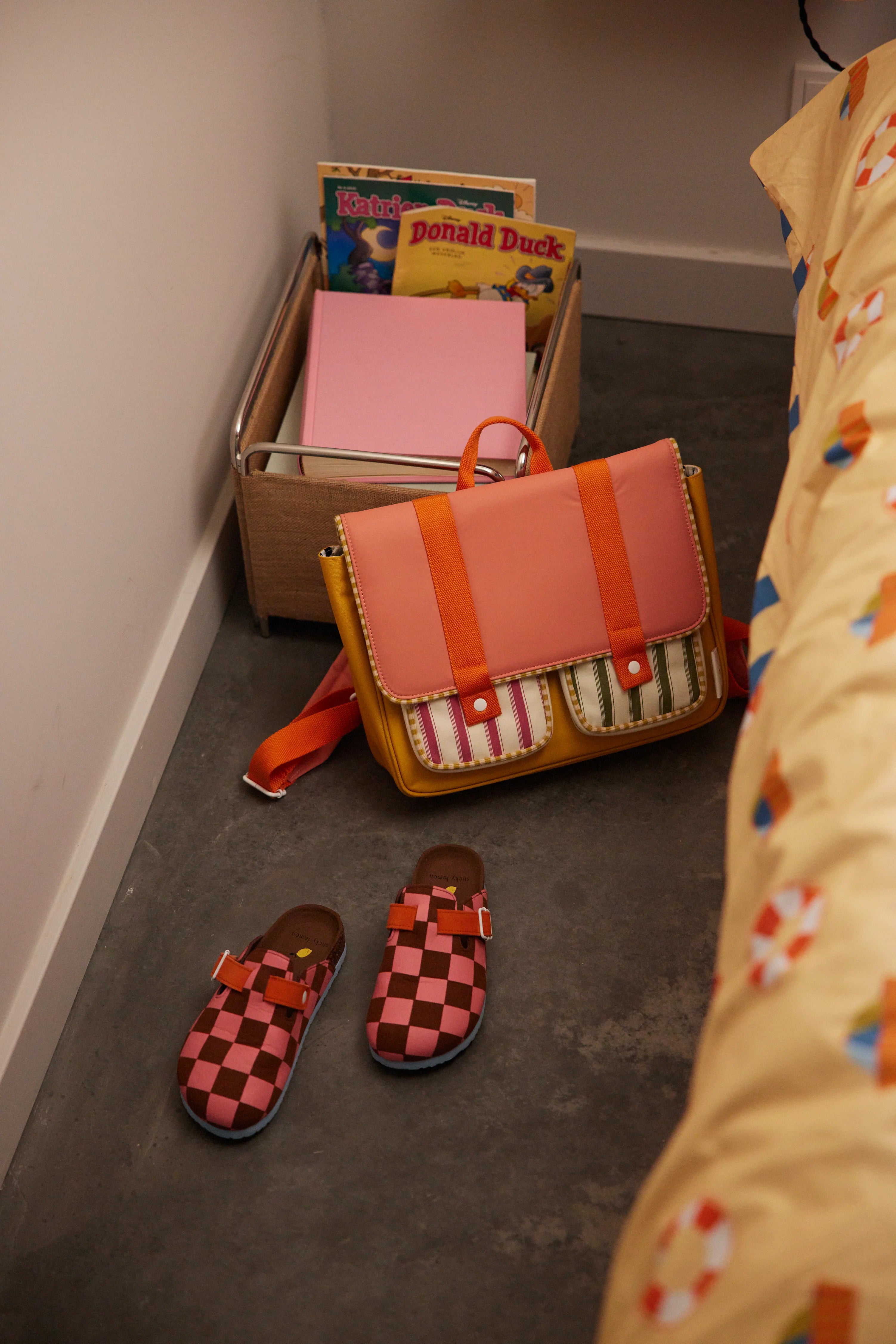 Schoolbag coral pink + submarine yellow