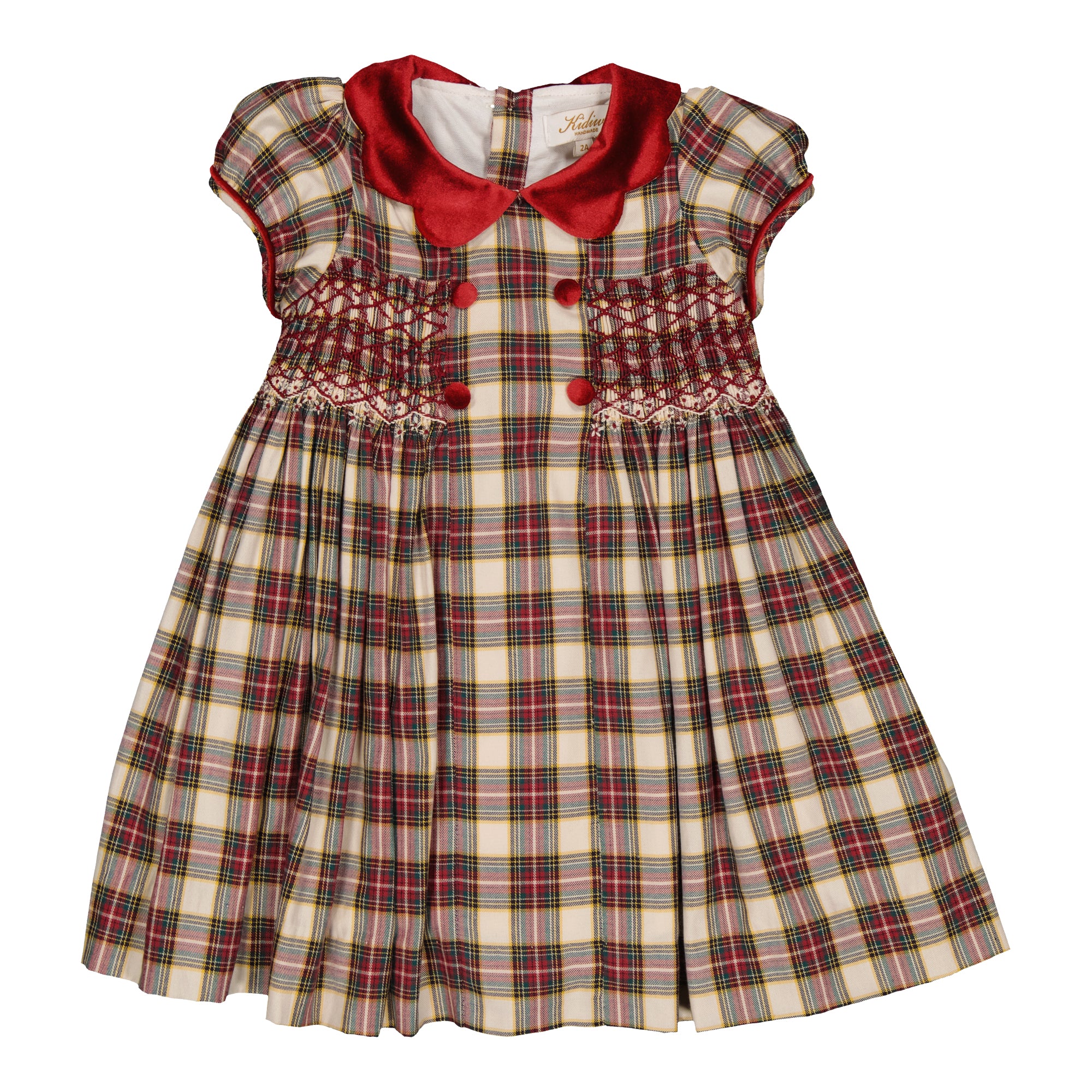 Risette Dress in Ditsy Red Tartan