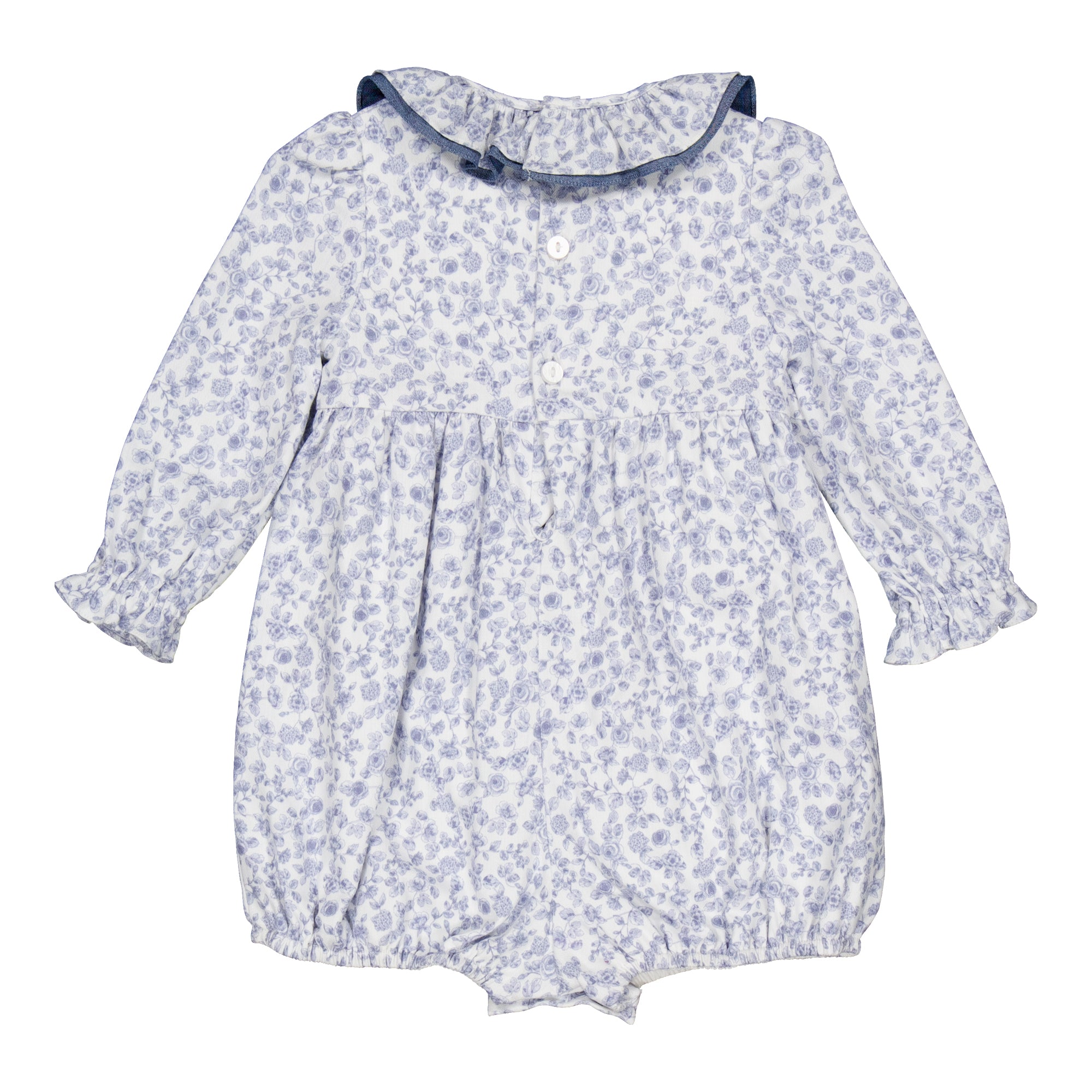 Anthéa Blue Garden smocked girl romper