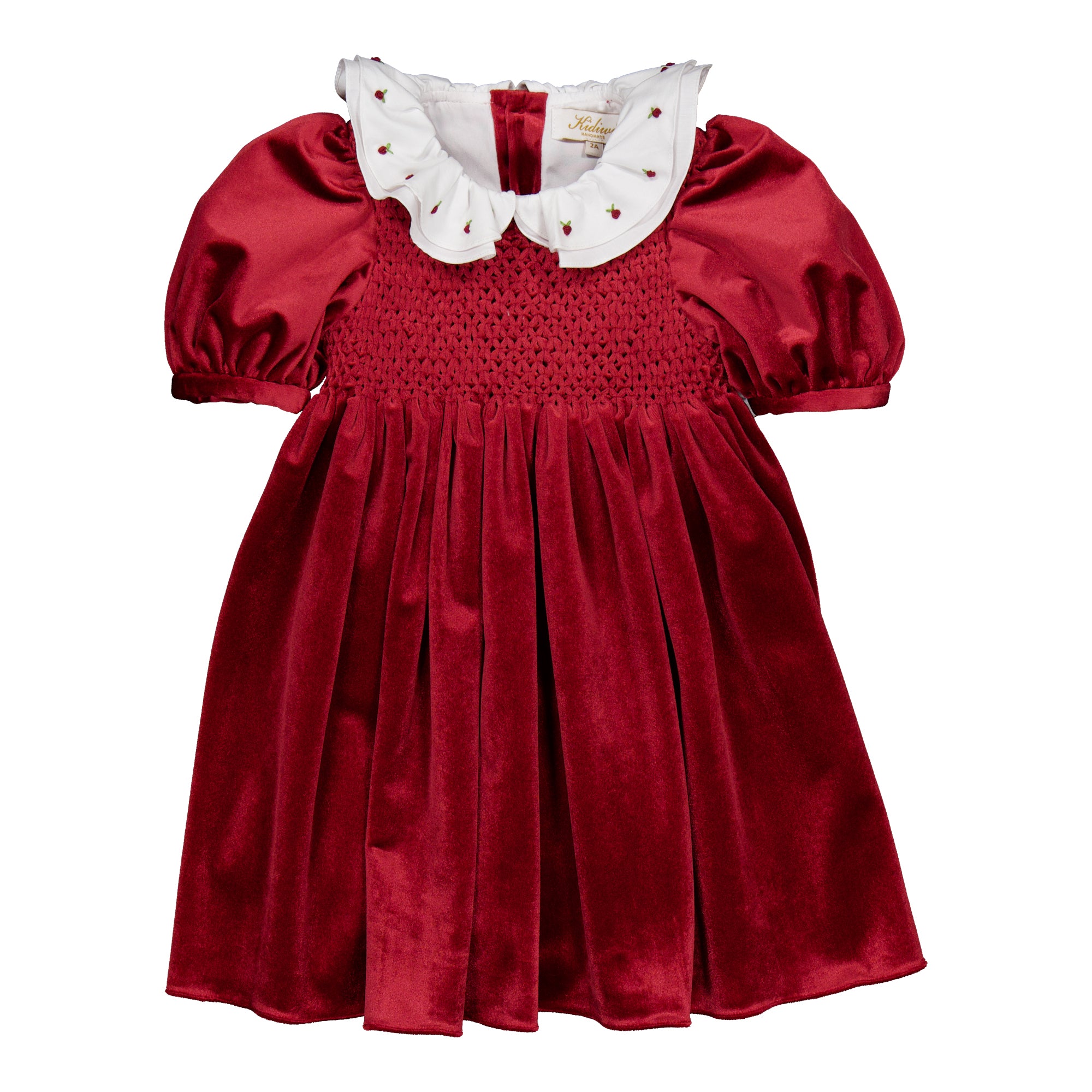 Joséphine, smocked dress, in Burgundy velvet