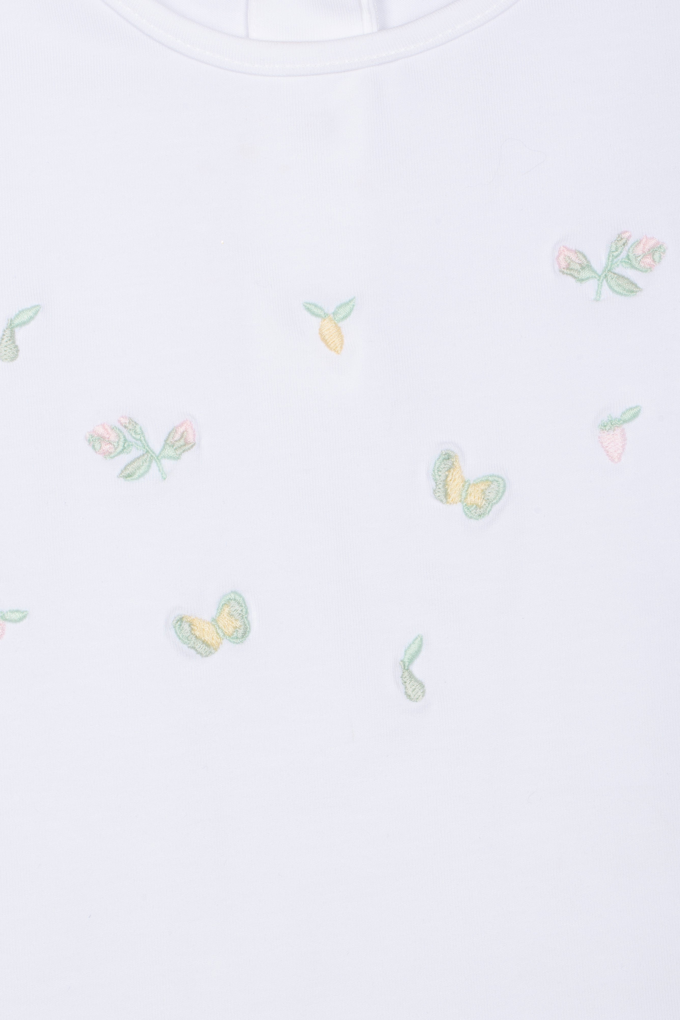 Yellow Cotton Short Set with Fruit Embroidery