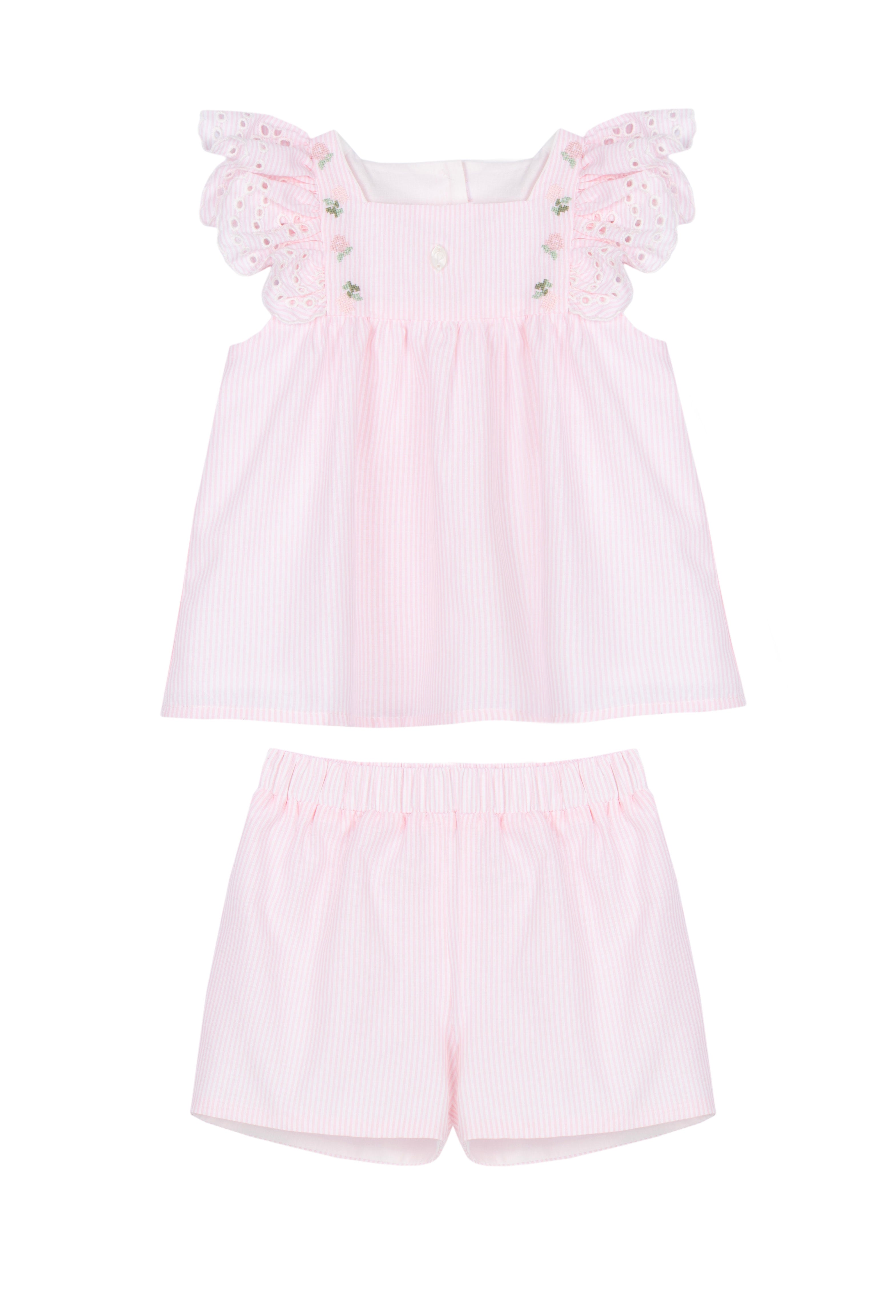 Girl Pink Stripe Short Set