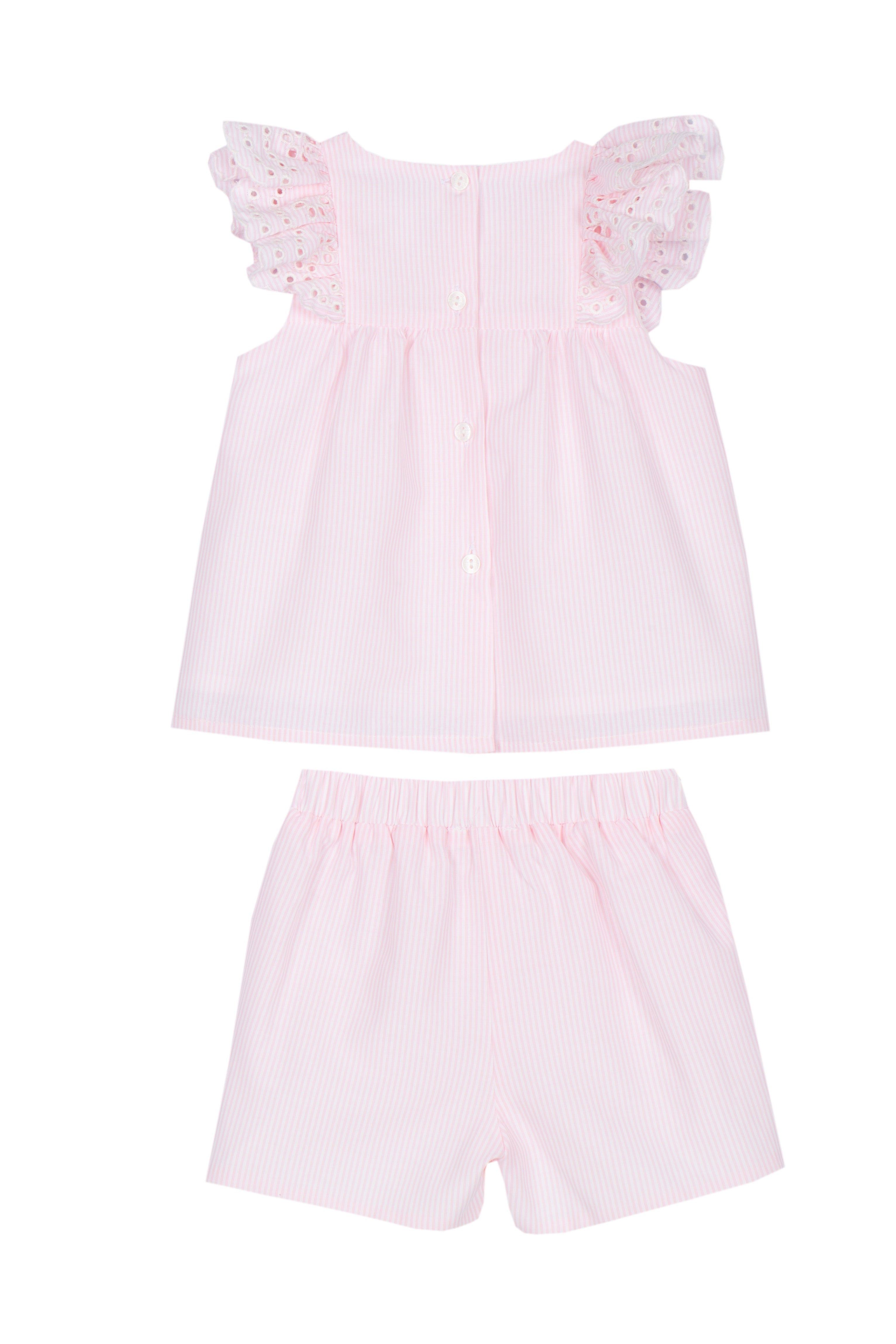 Girl Pink Stripe Short Set