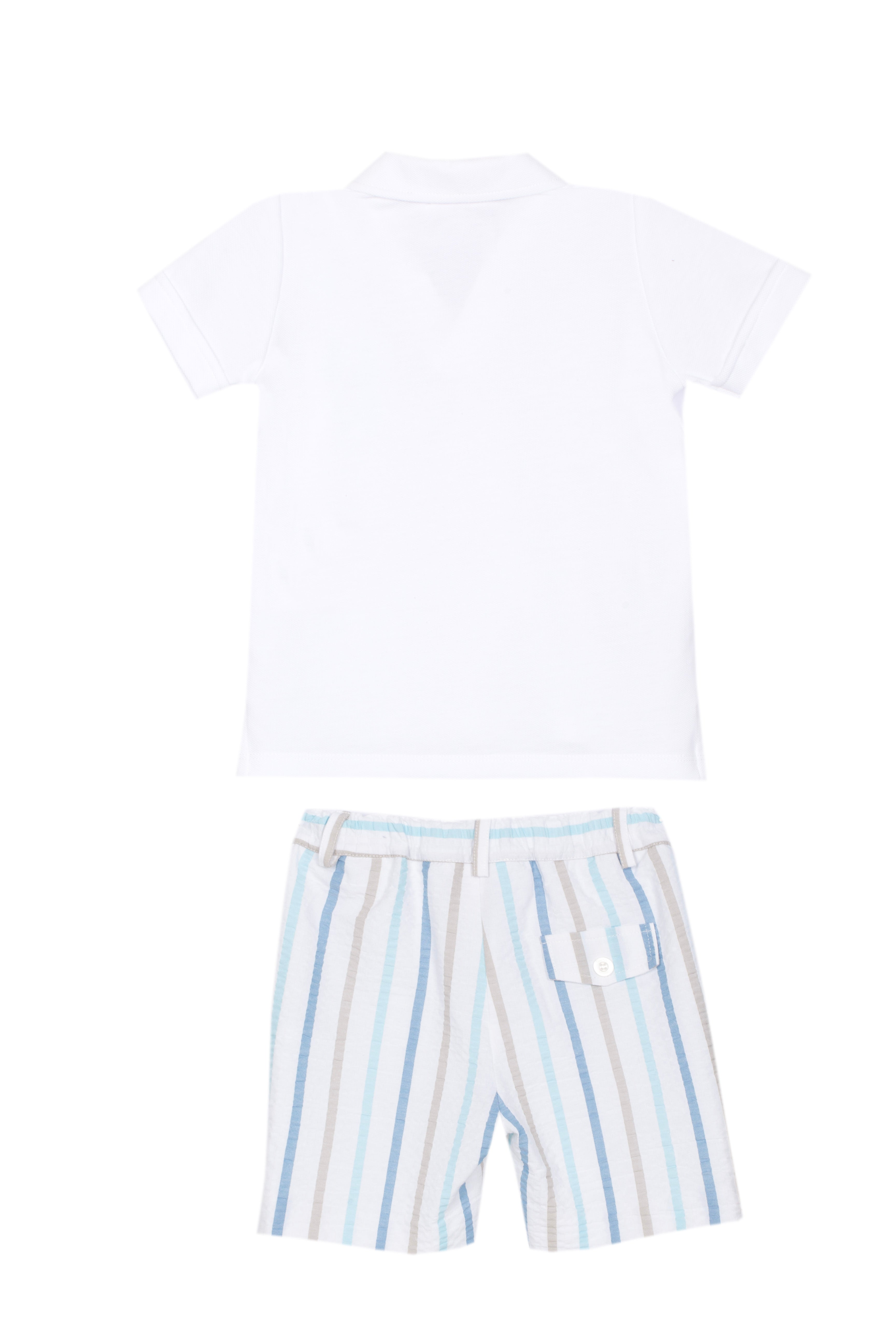 Boy Short Stripe Set with Pique Polo