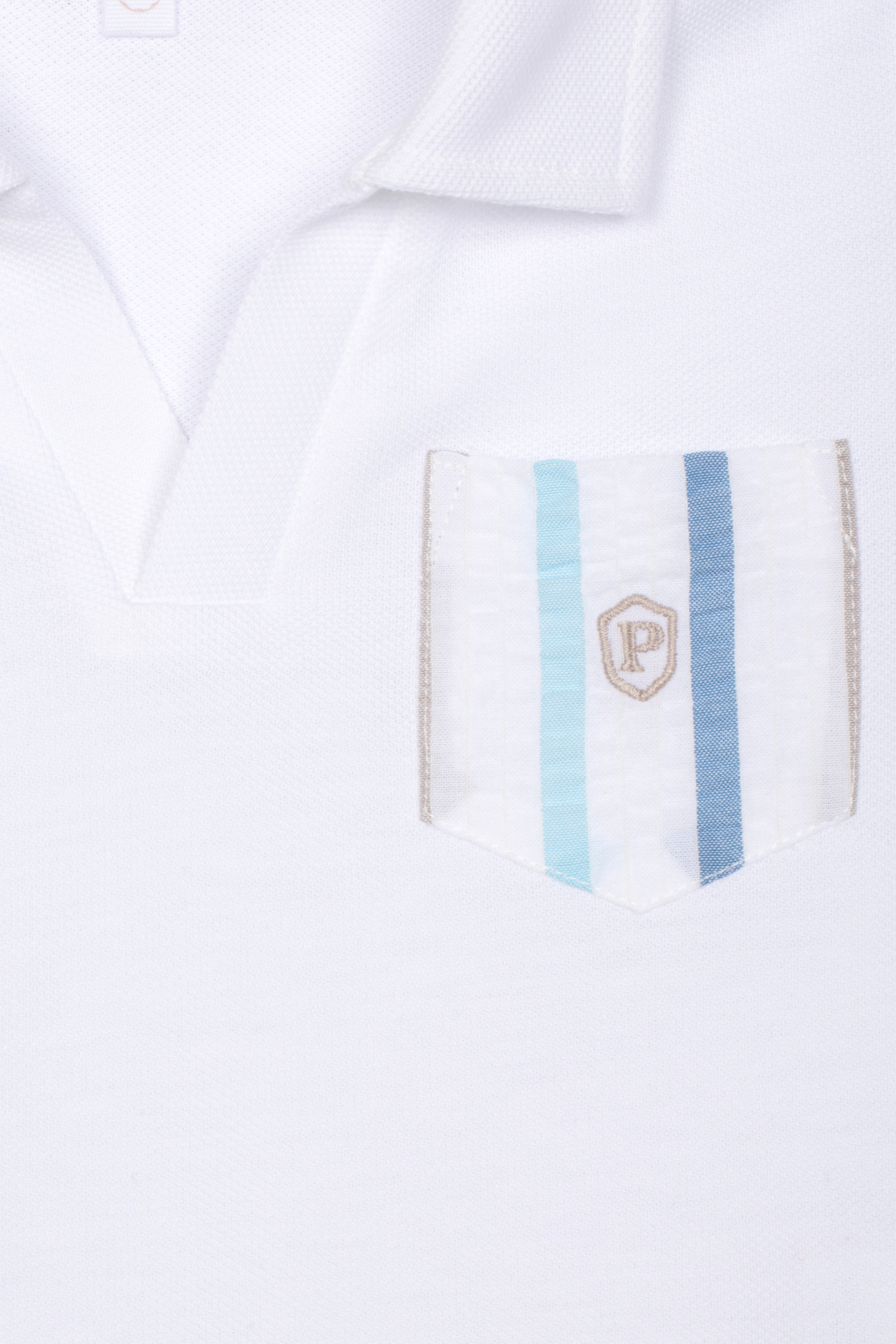 Boy Short Stripe Set with Pique Polo