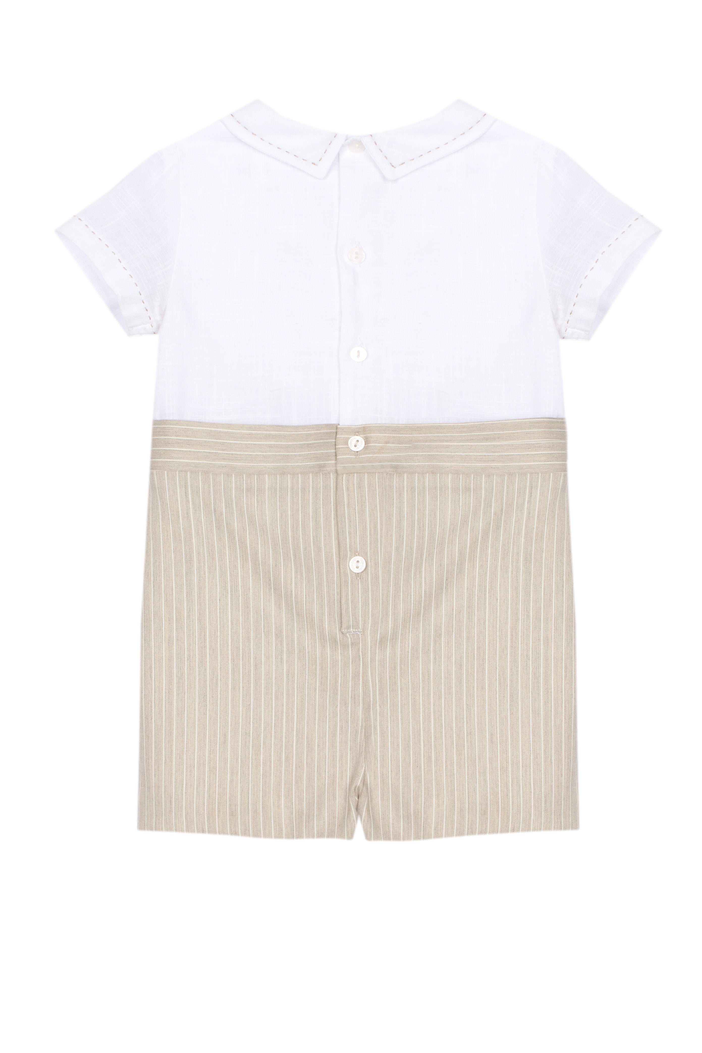 Boy Beige Stripes Linen Romper
