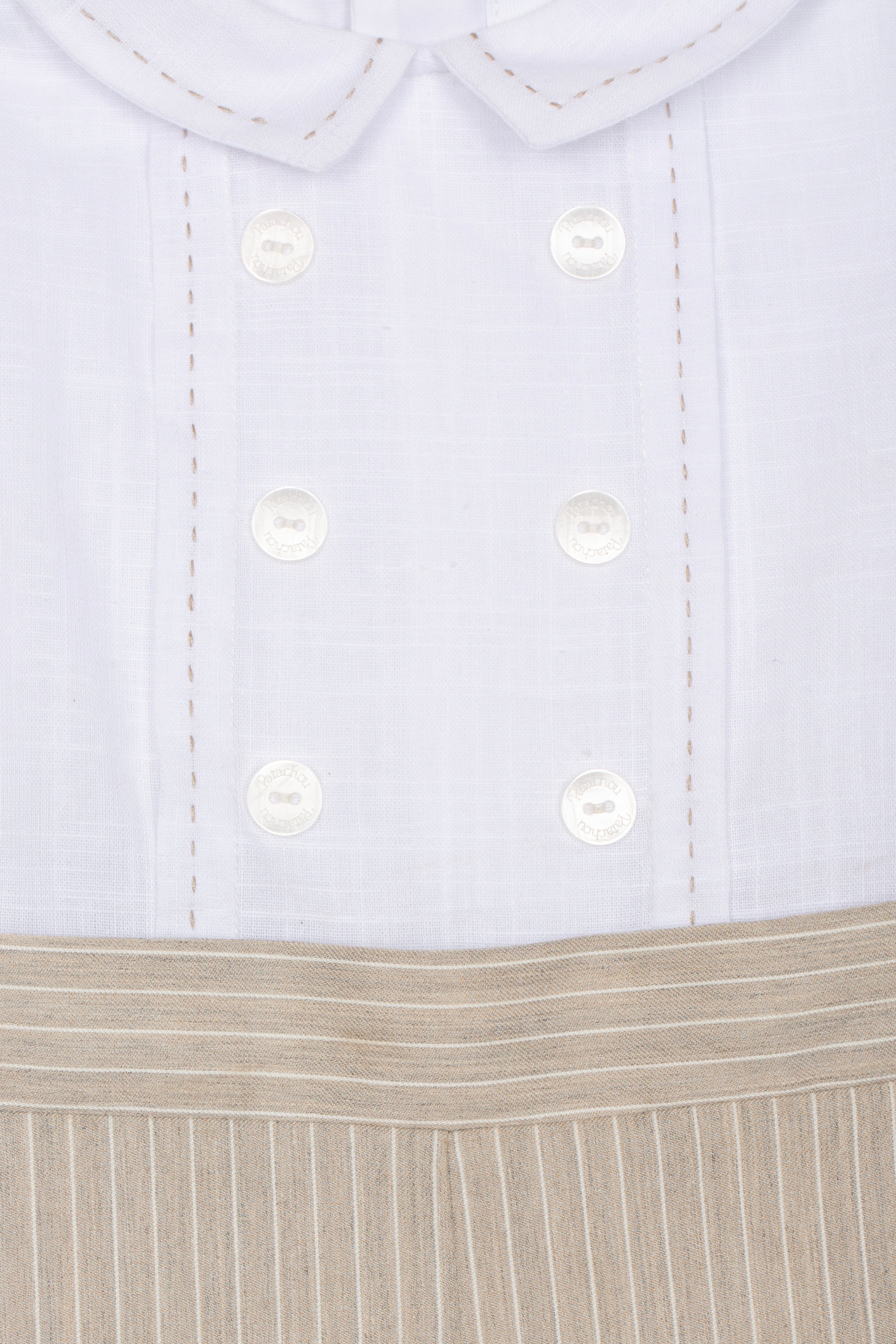 Boy Beige Stripes Linen Romper