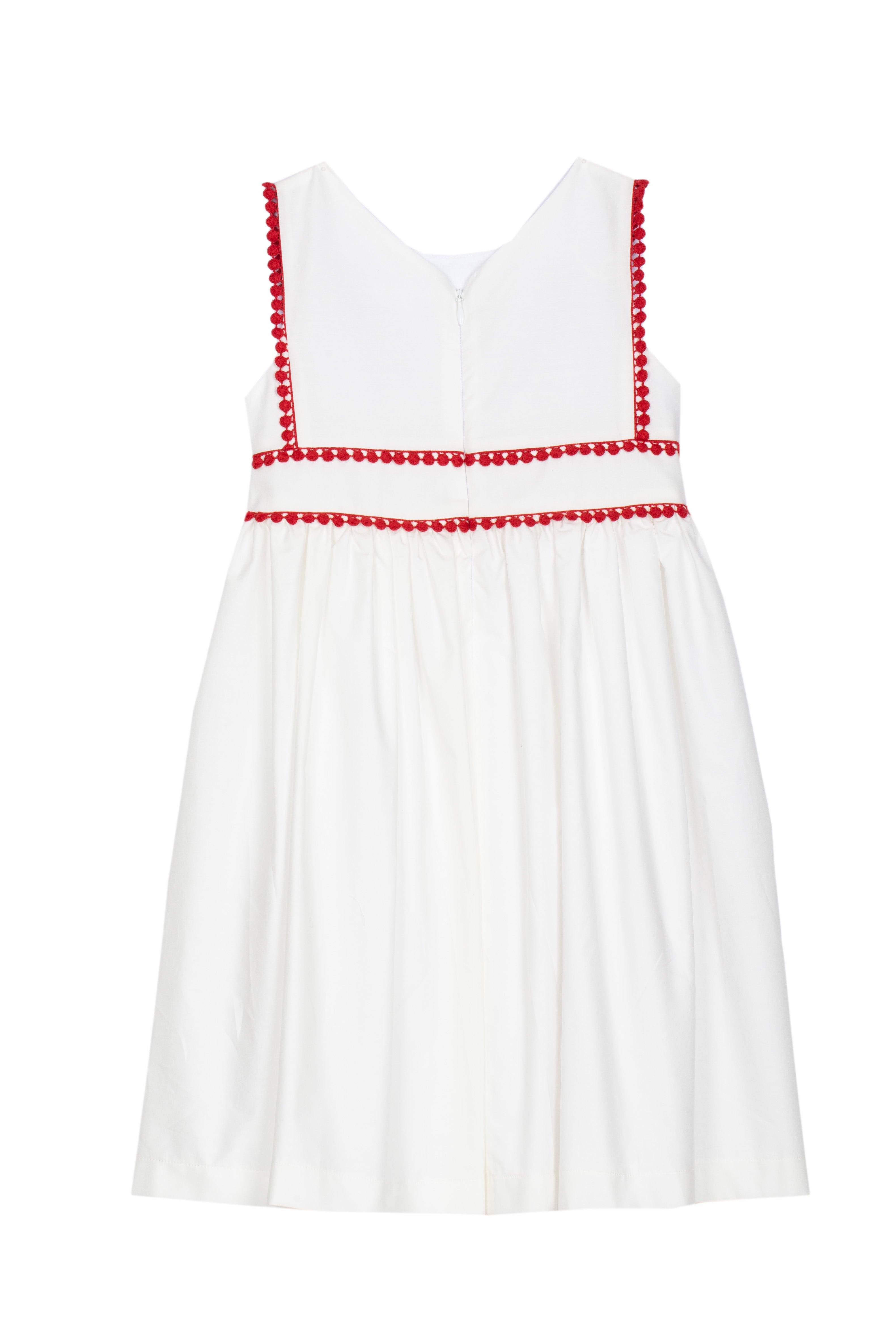 White and Red Stitch Dress