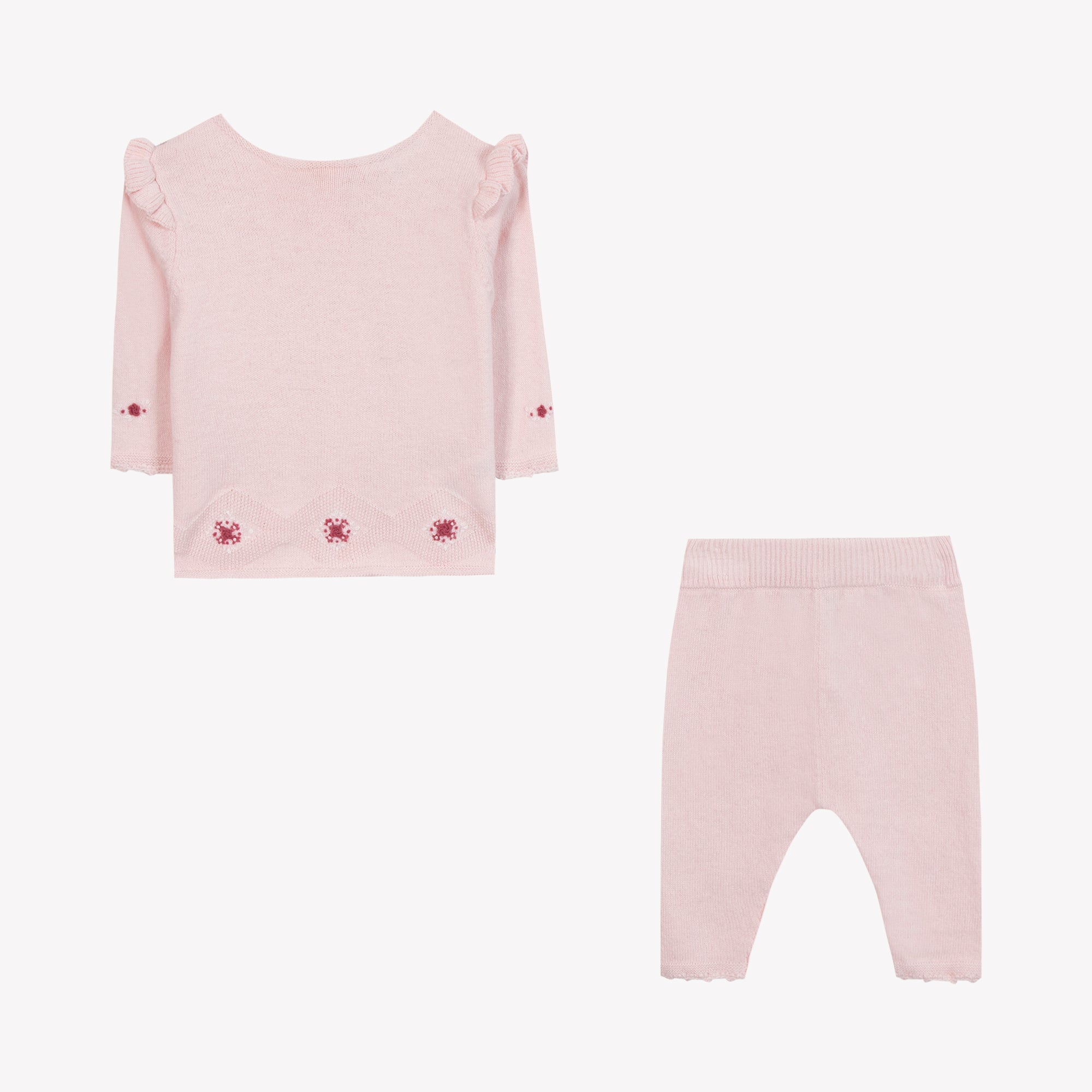 Essemblelong Naissance Girl Set Ivory with Small Flowers in Pink