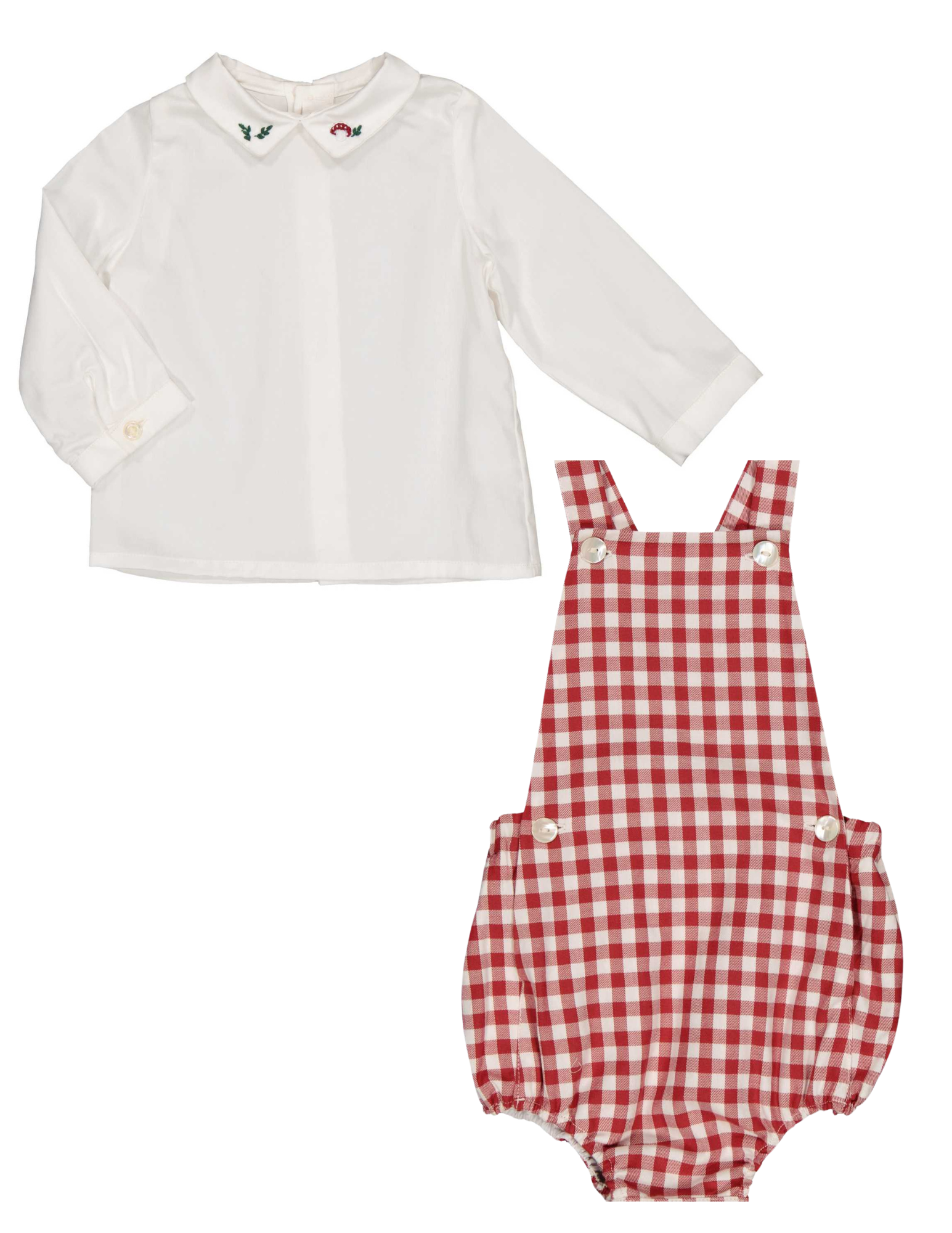 Billy Boy Red Mushroom Gingham Romper