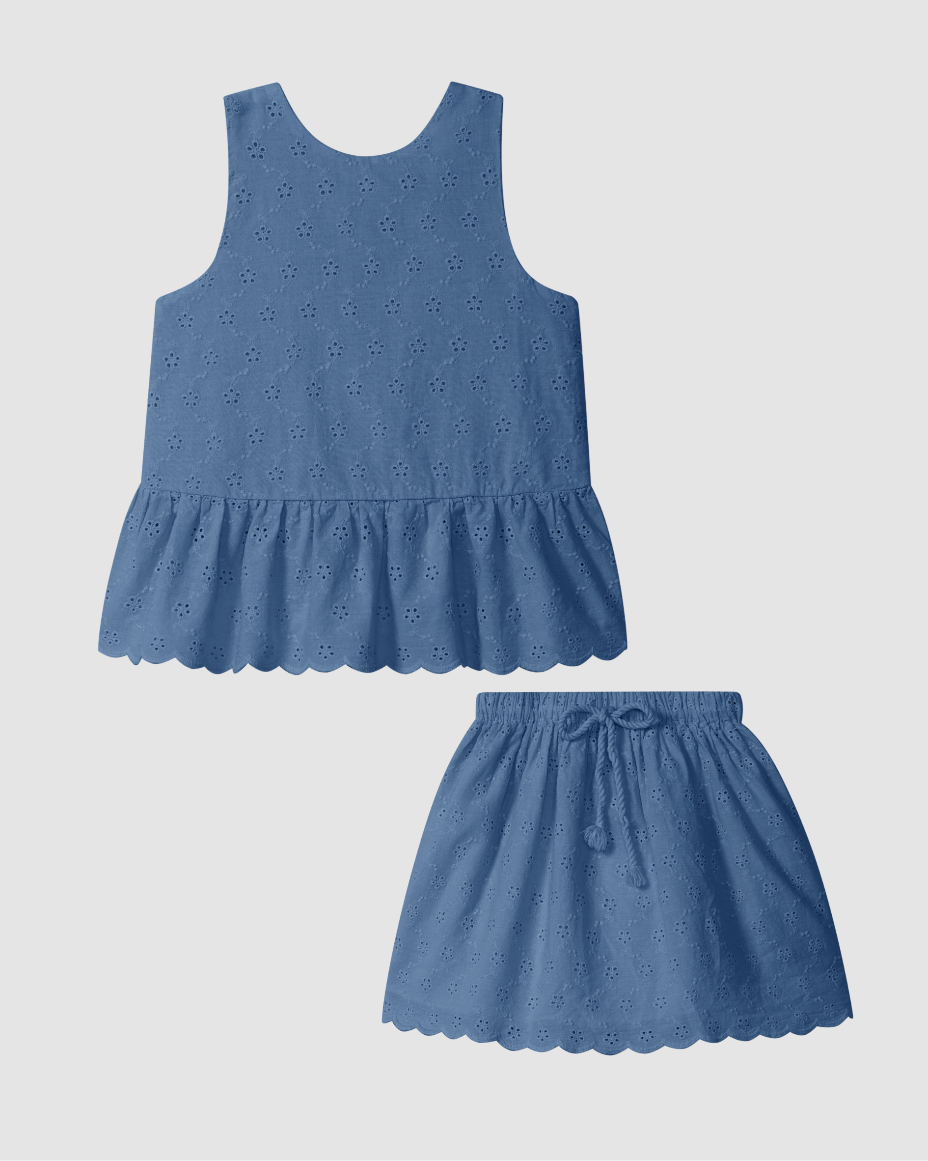 Top in English embroidery and Skirt