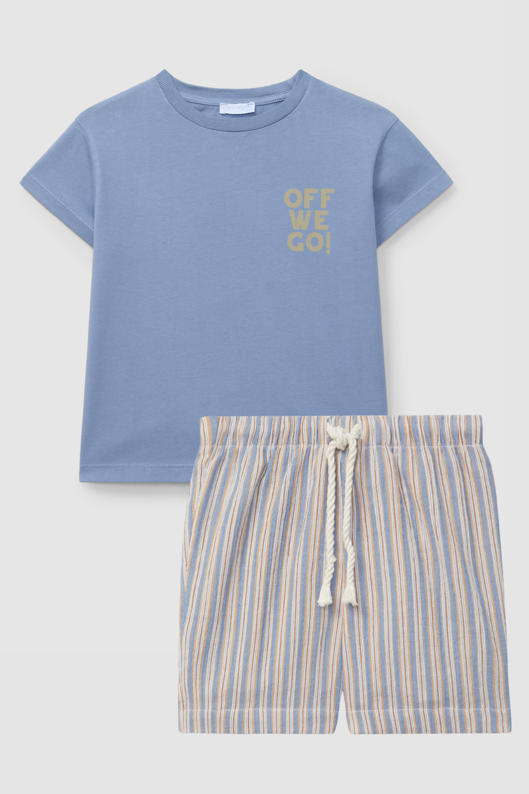 Conjunto "Off we go"  con corto a rayas multicolor