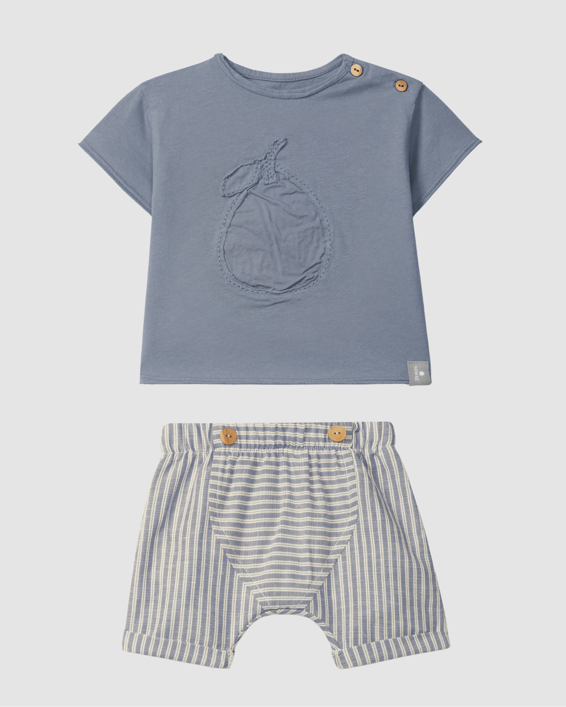 Blue Pear T-shirt with embroidery and Stripe Shorts