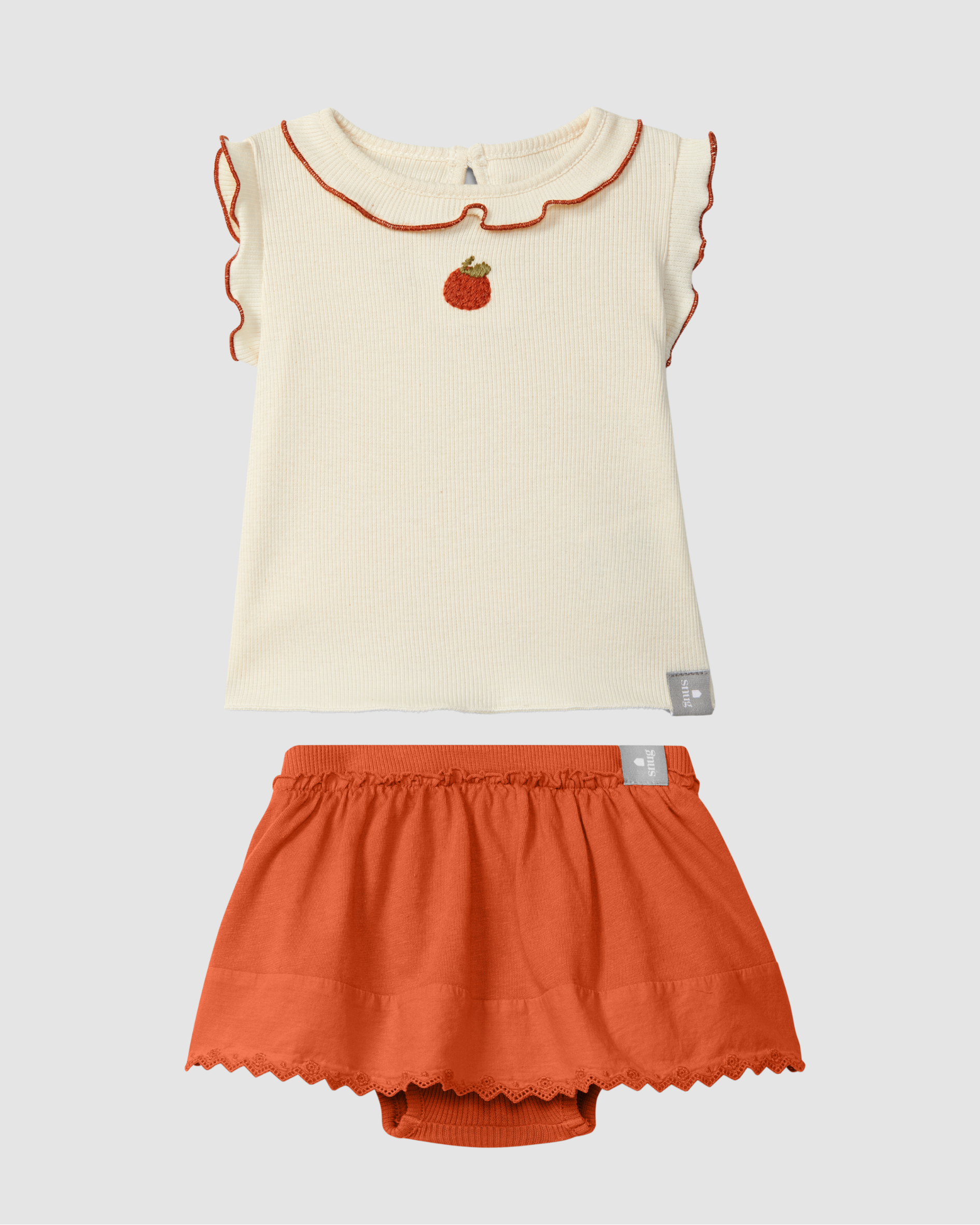 Lemon Ribbed Jersey singlet with embroidery and Skort
