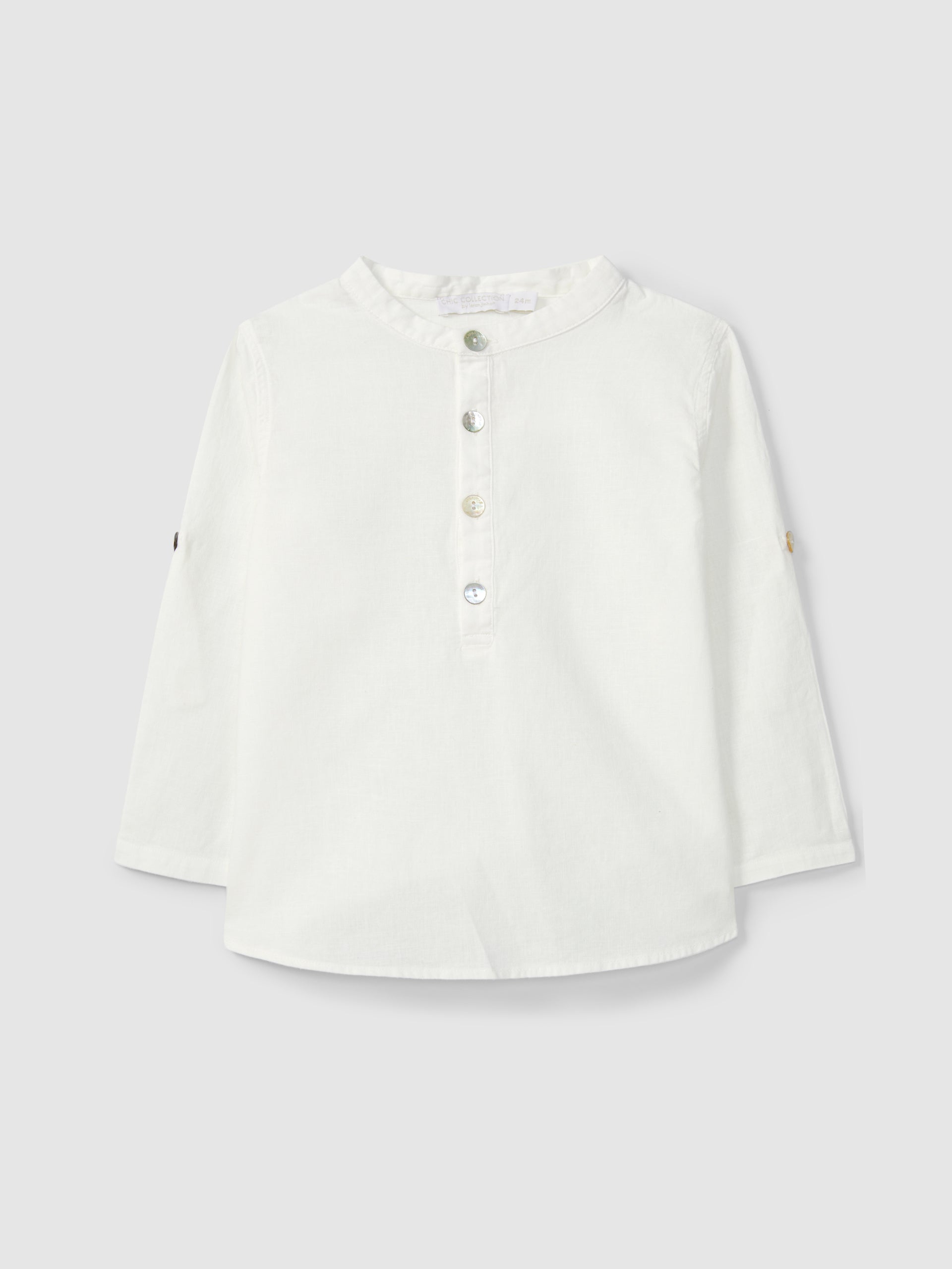 Chic Collection Linen Cream Shirt and Green Shorts