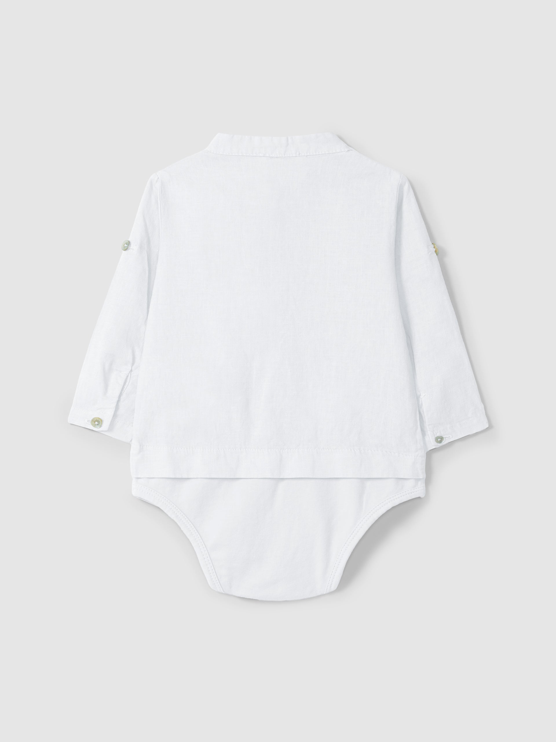 Blue Linen shorts with suspenders and Body shirt mandarin collar in linen