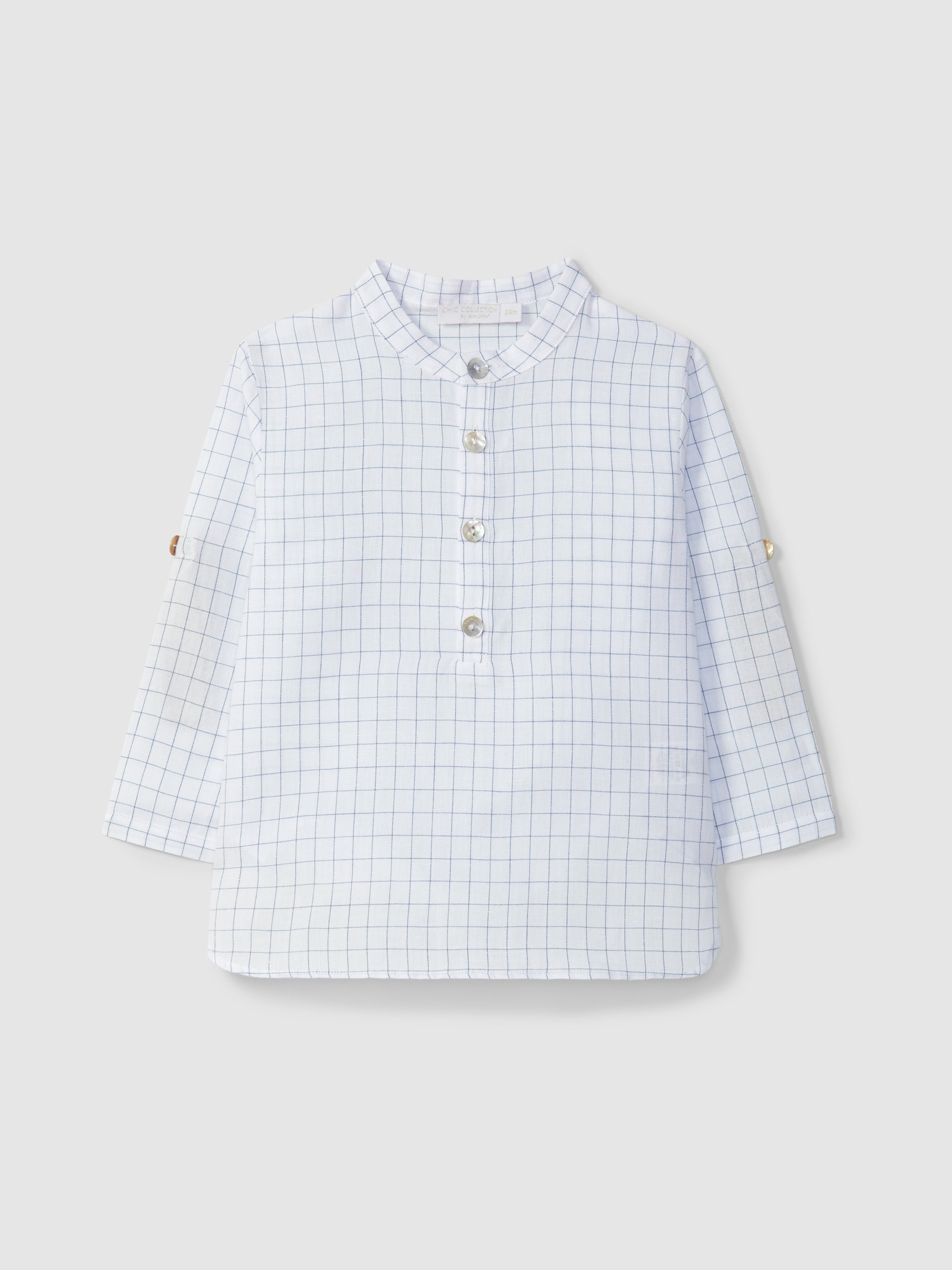 Chic Collection Linen Checkered Shirt and Navy Shorts