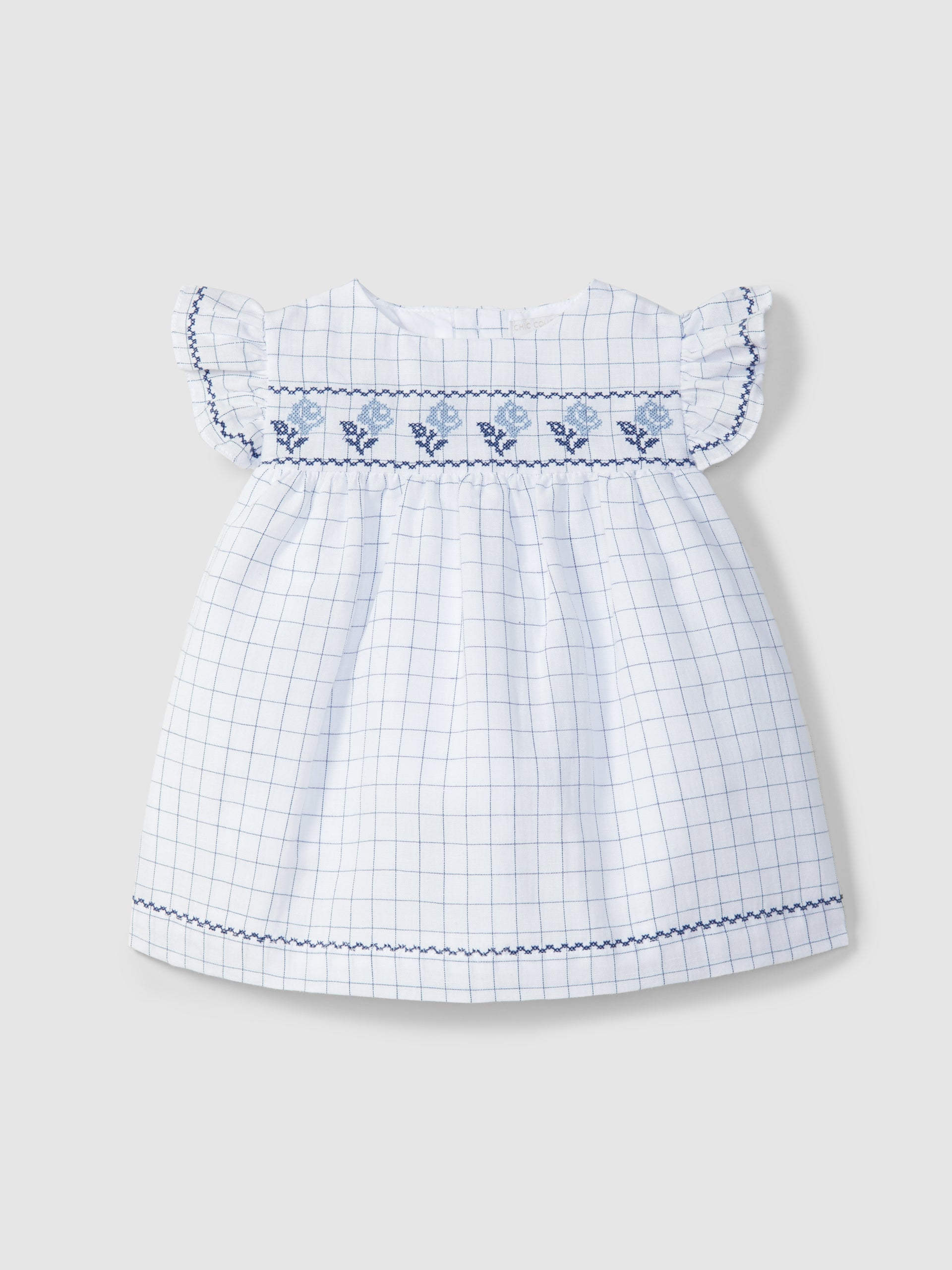 Checkered cross stitch embroidered dress