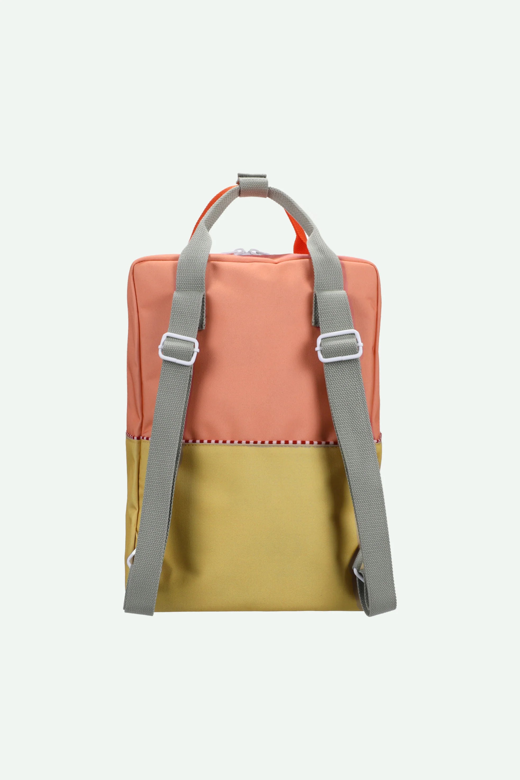 Backpack large colourblocking coral pink + reed green