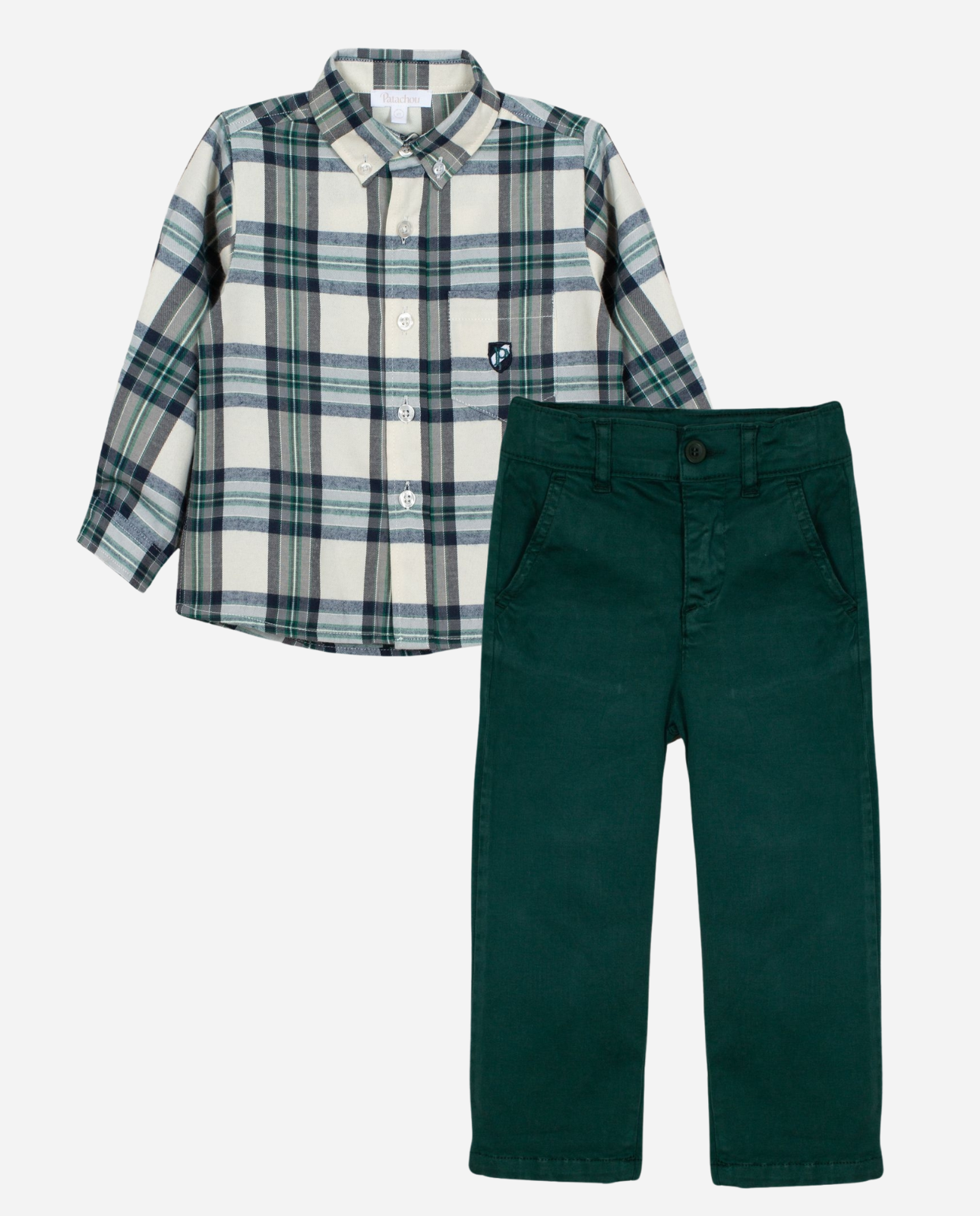 Boy Emerald Checkered Shirt and Pant Set