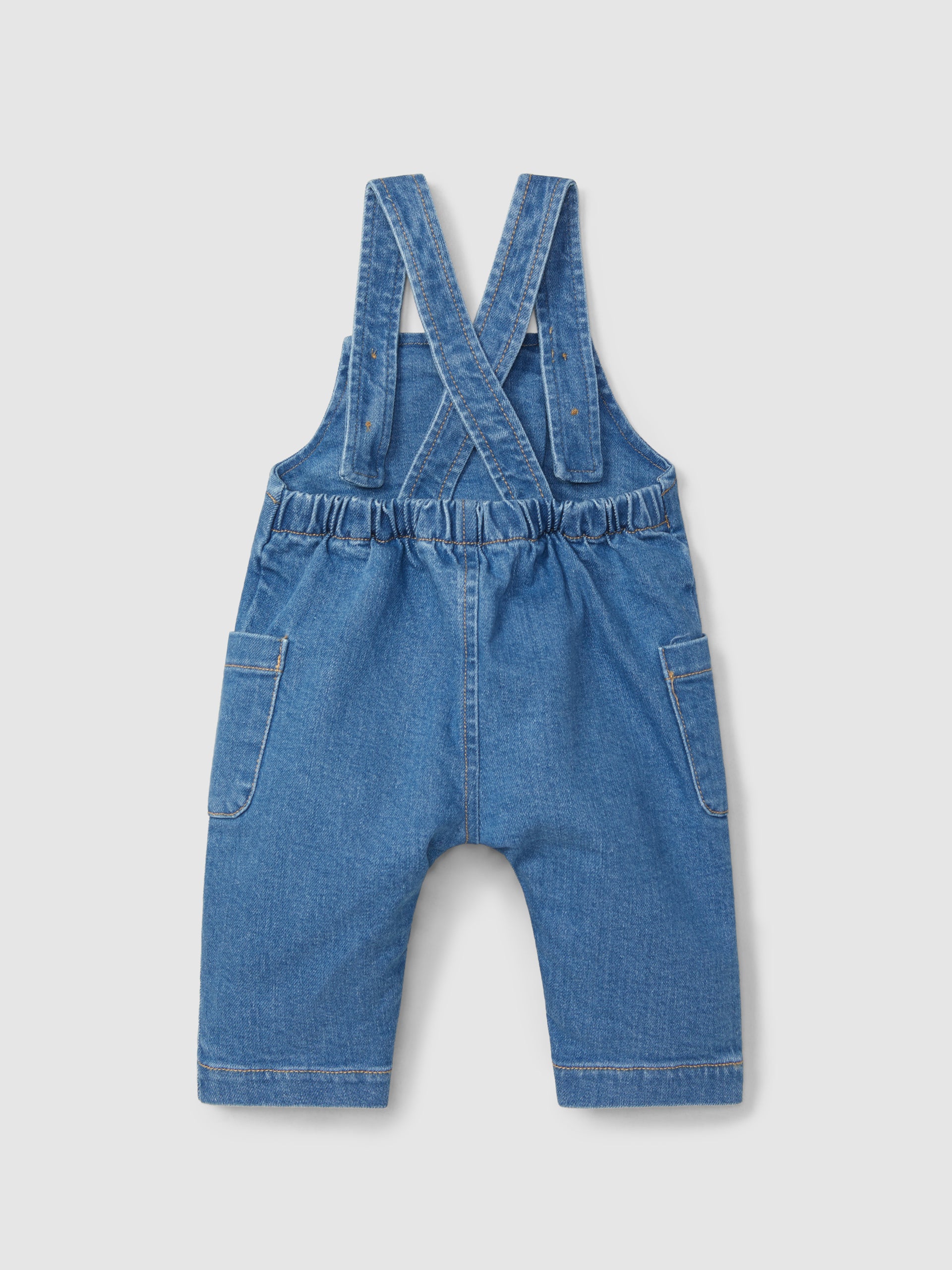 Conjunto Peto Denim Boy y Camisa Naranja