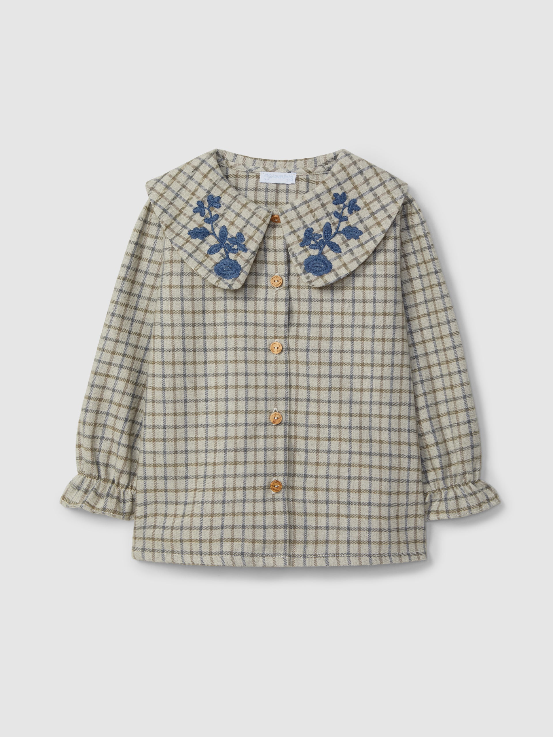 Conjunto Blusa Cuello Bordado y Denim Niña