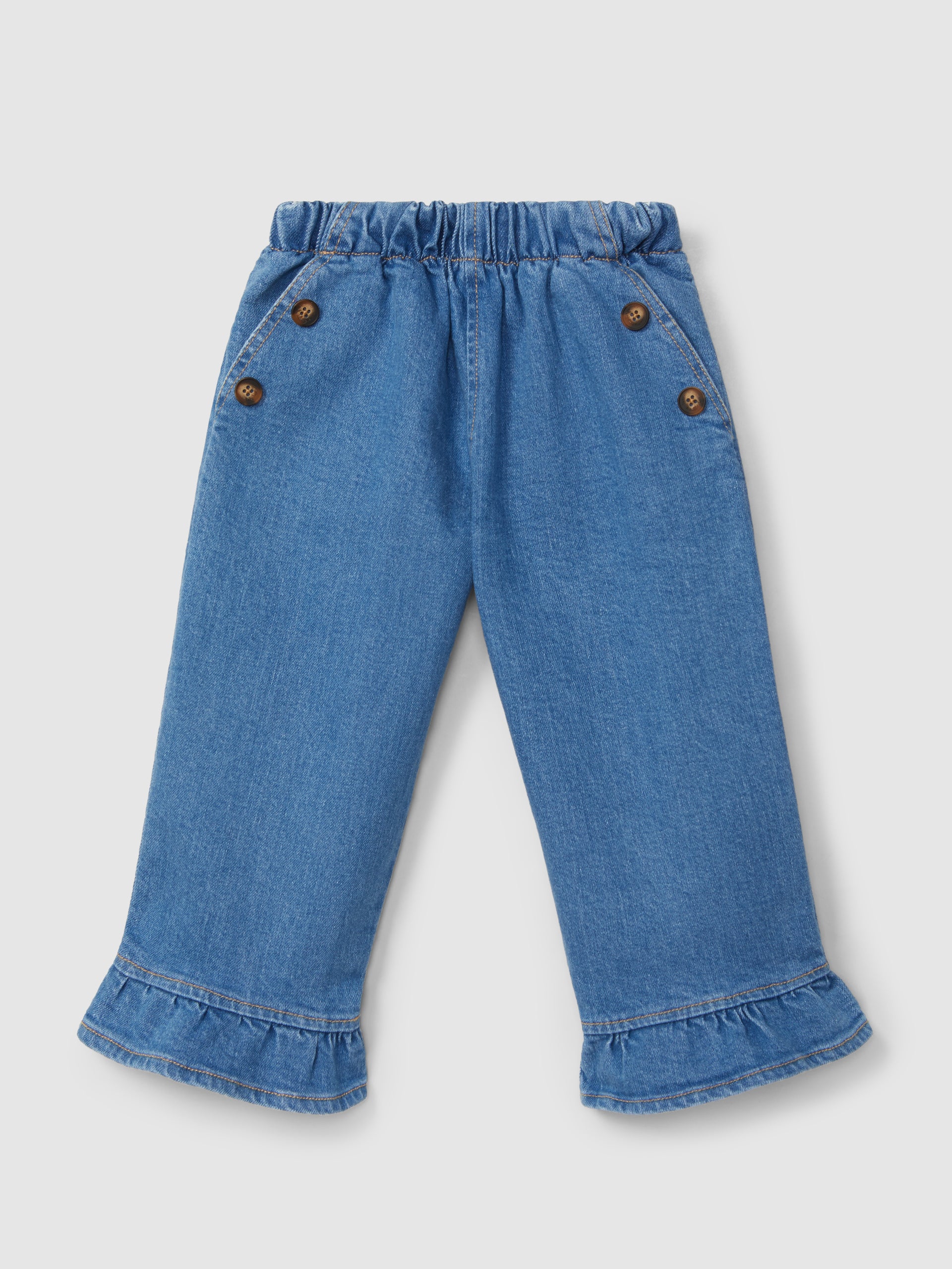 Conjunto Blusa Cuello Bordado y Denim Niña