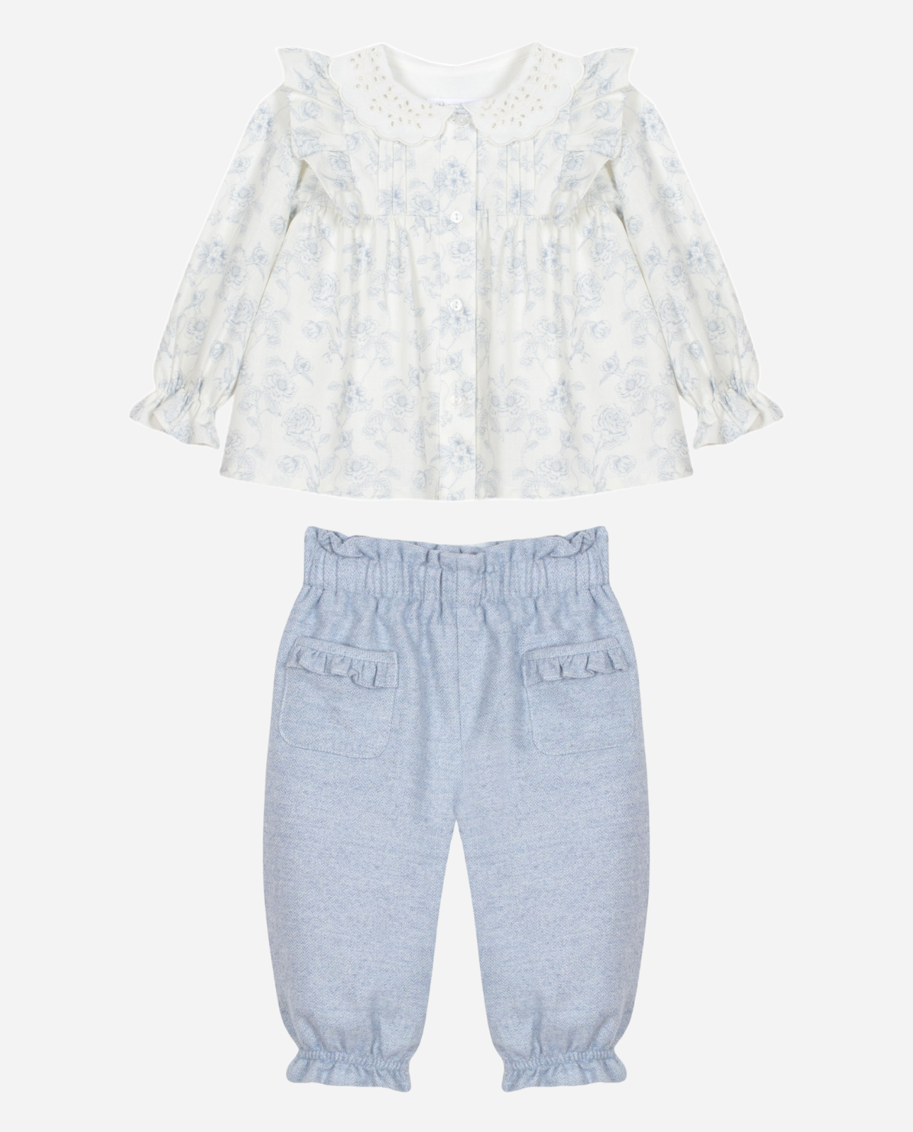 Melange Blue Girl Pant Set