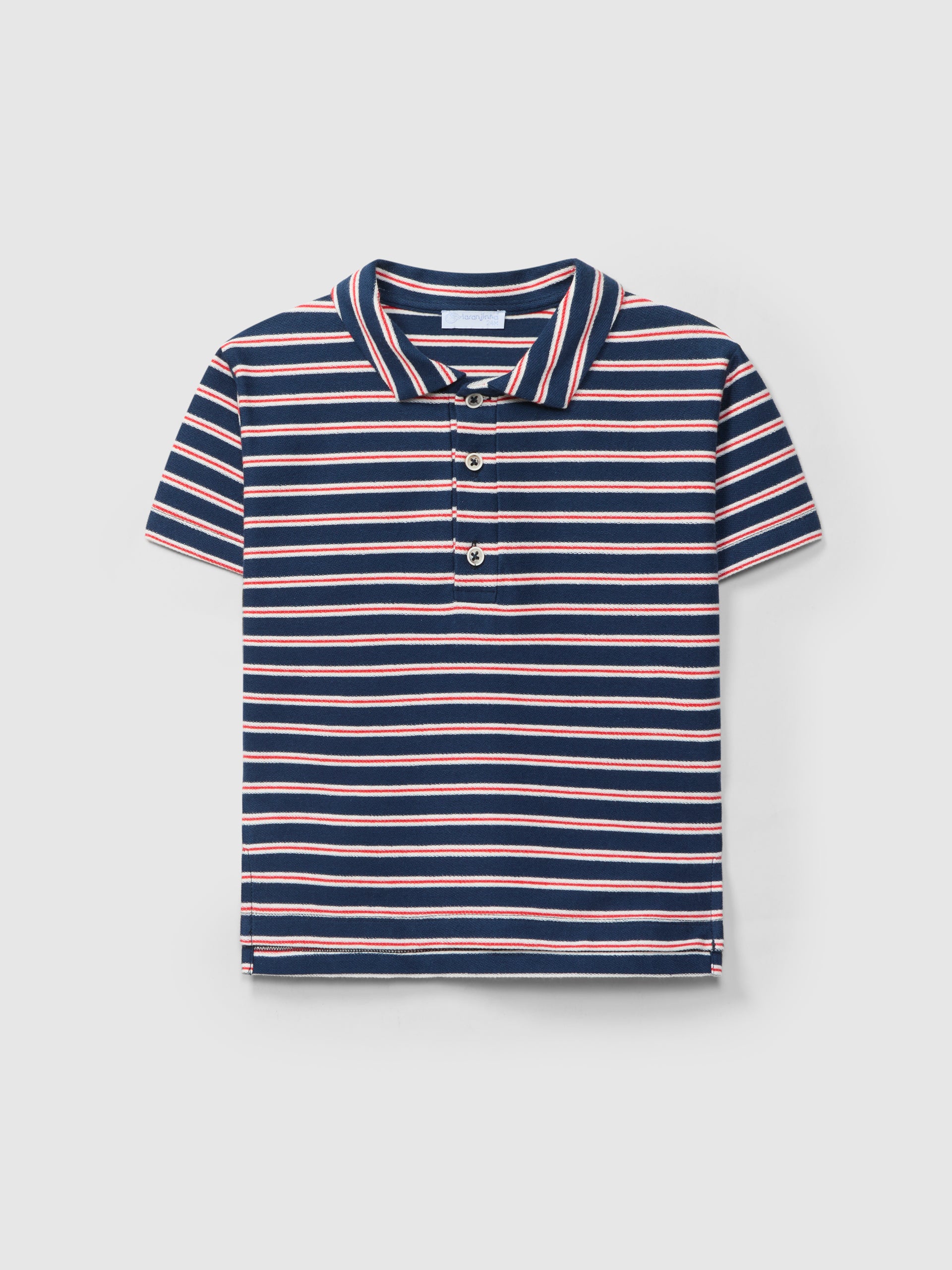 Polo de algodón estampado a rayas marino y Pantalon Corto Chino