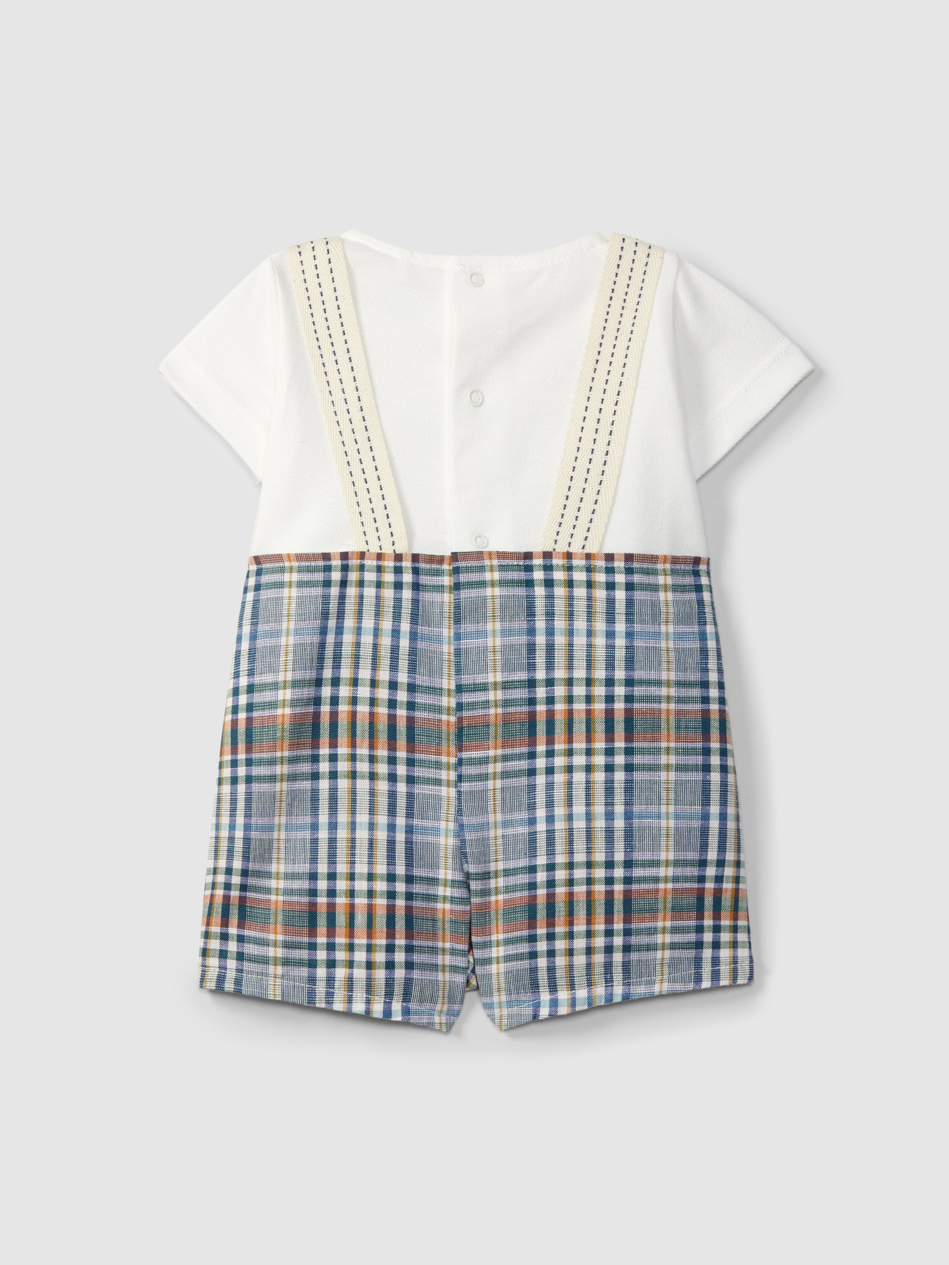 Two-in-one check and pique romper