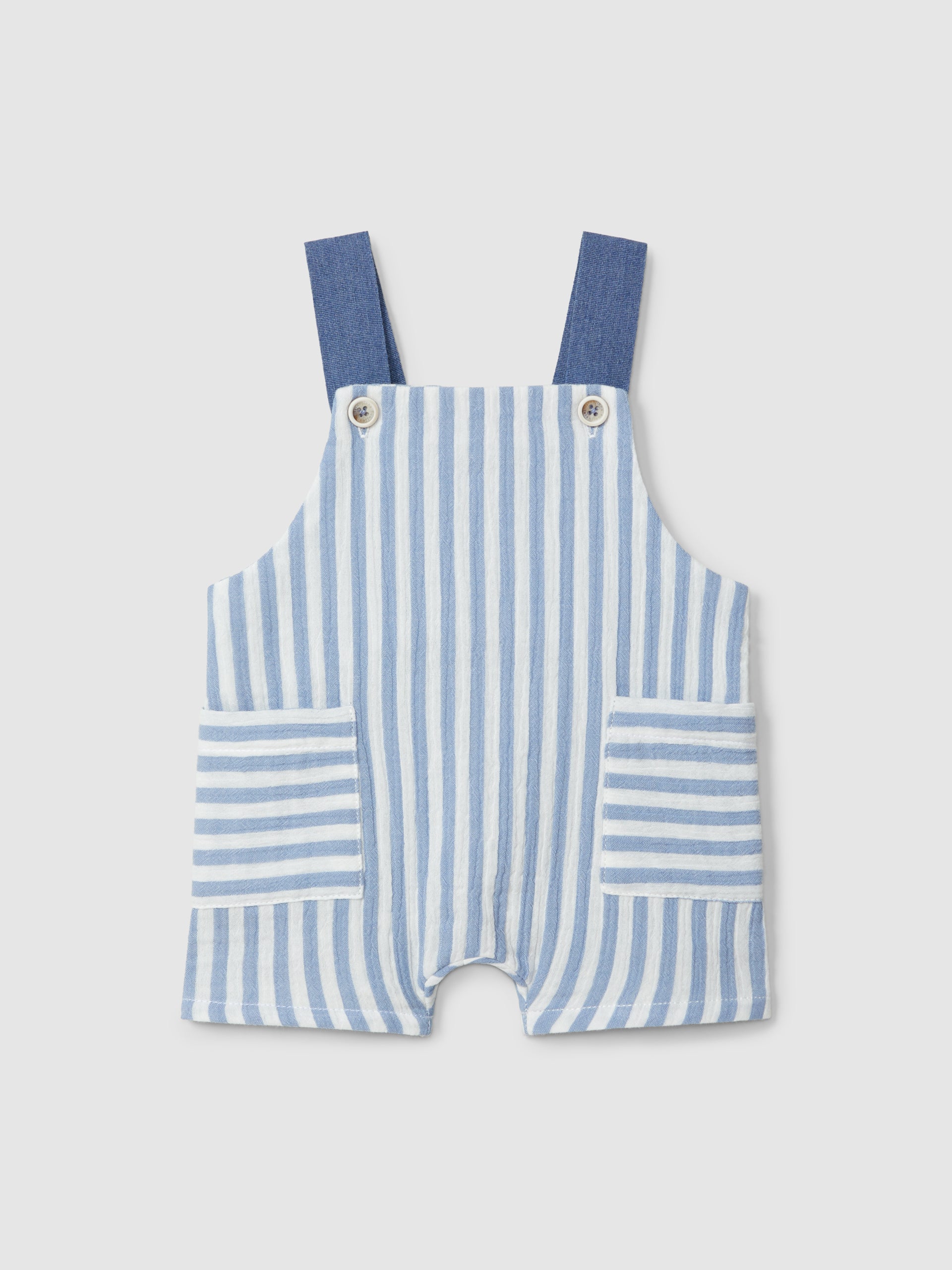 TStriped gauze dungaree shorts