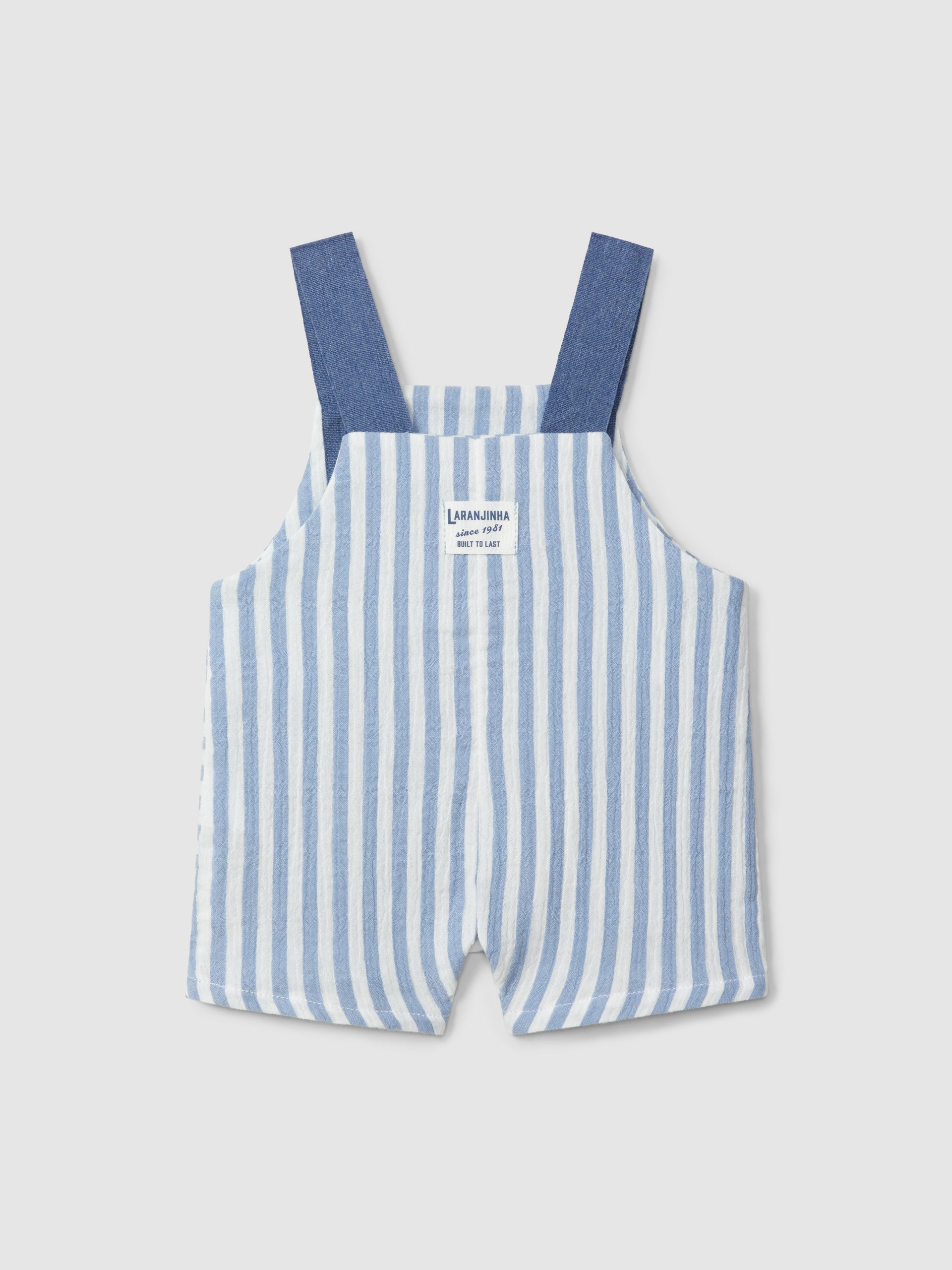 TStriped gauze dungaree shorts