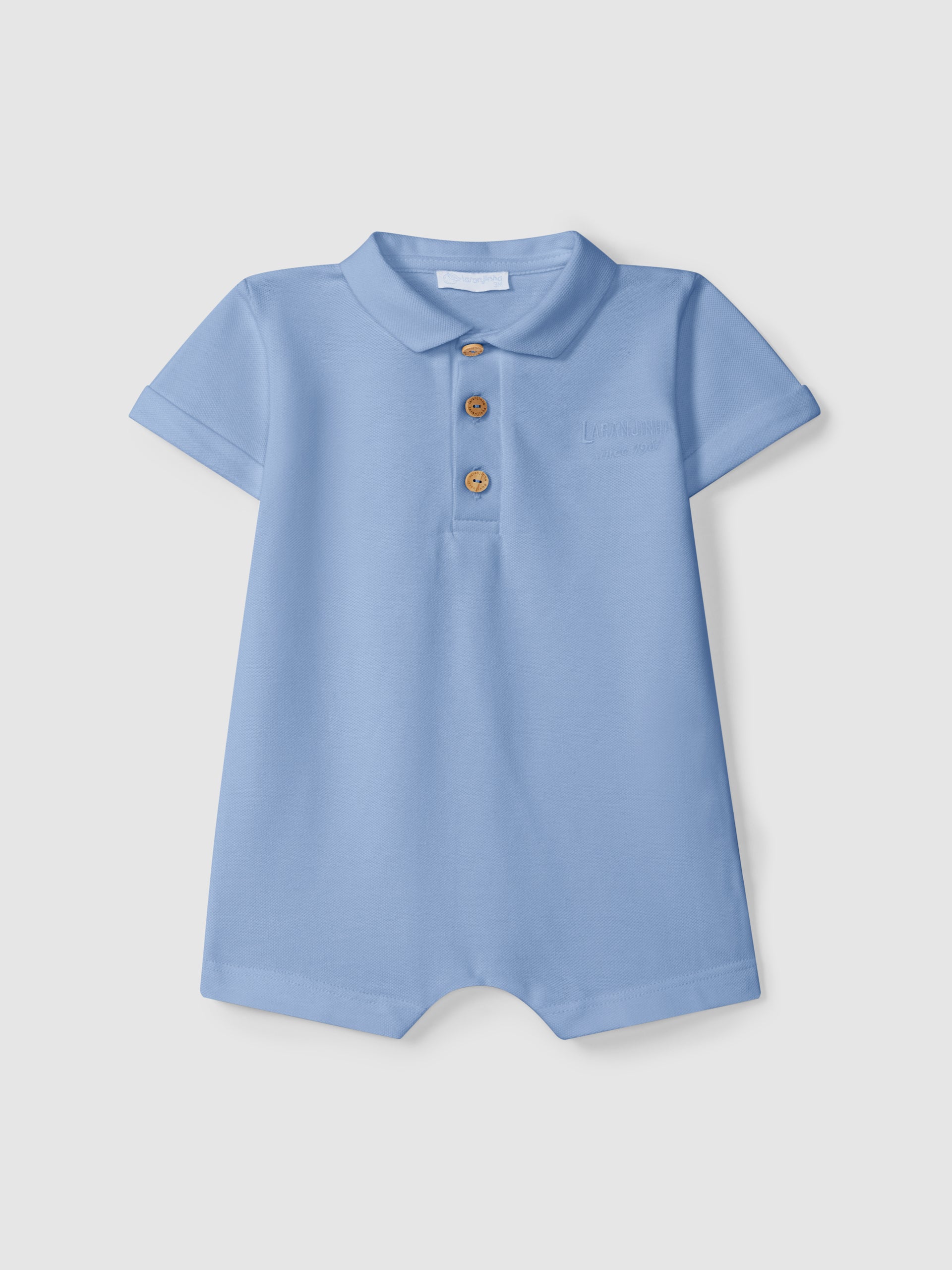 Pique Romper Medium Blue