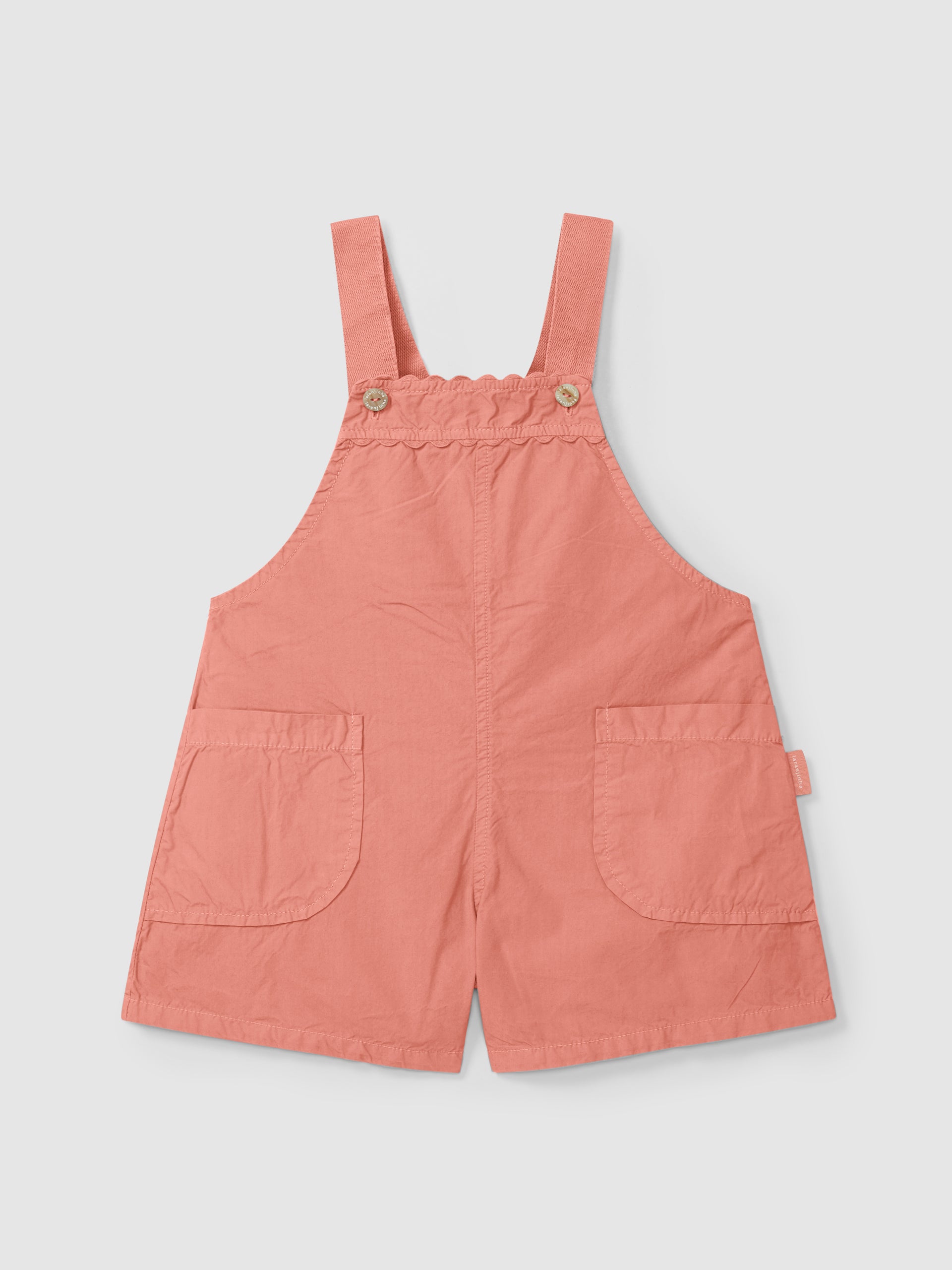 Twill dungaree shorts with Floral print seersucker blouse