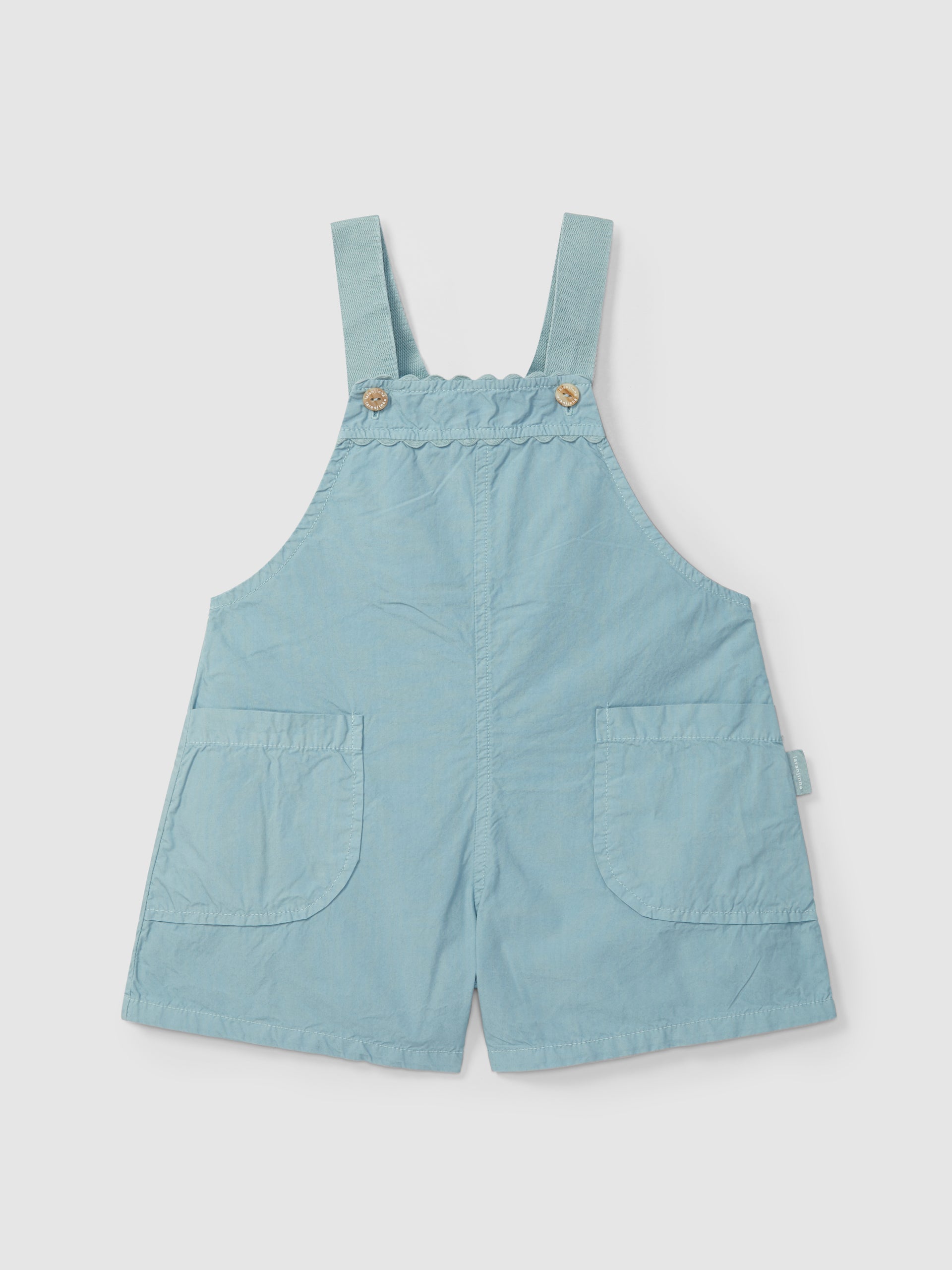 Twill dungaree shorts with Blouse textured and embroidered